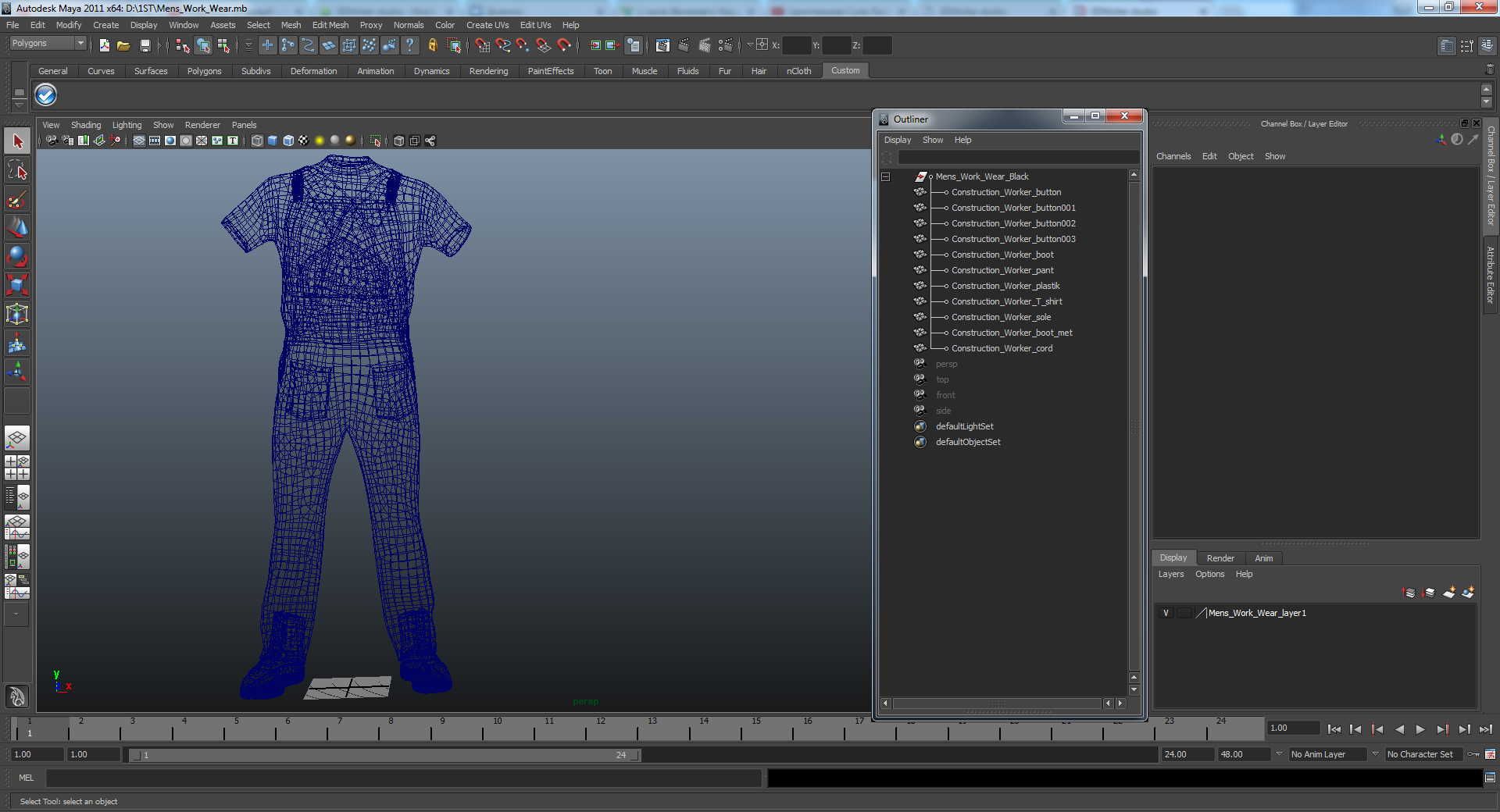 3D model Mens Work Wear Black