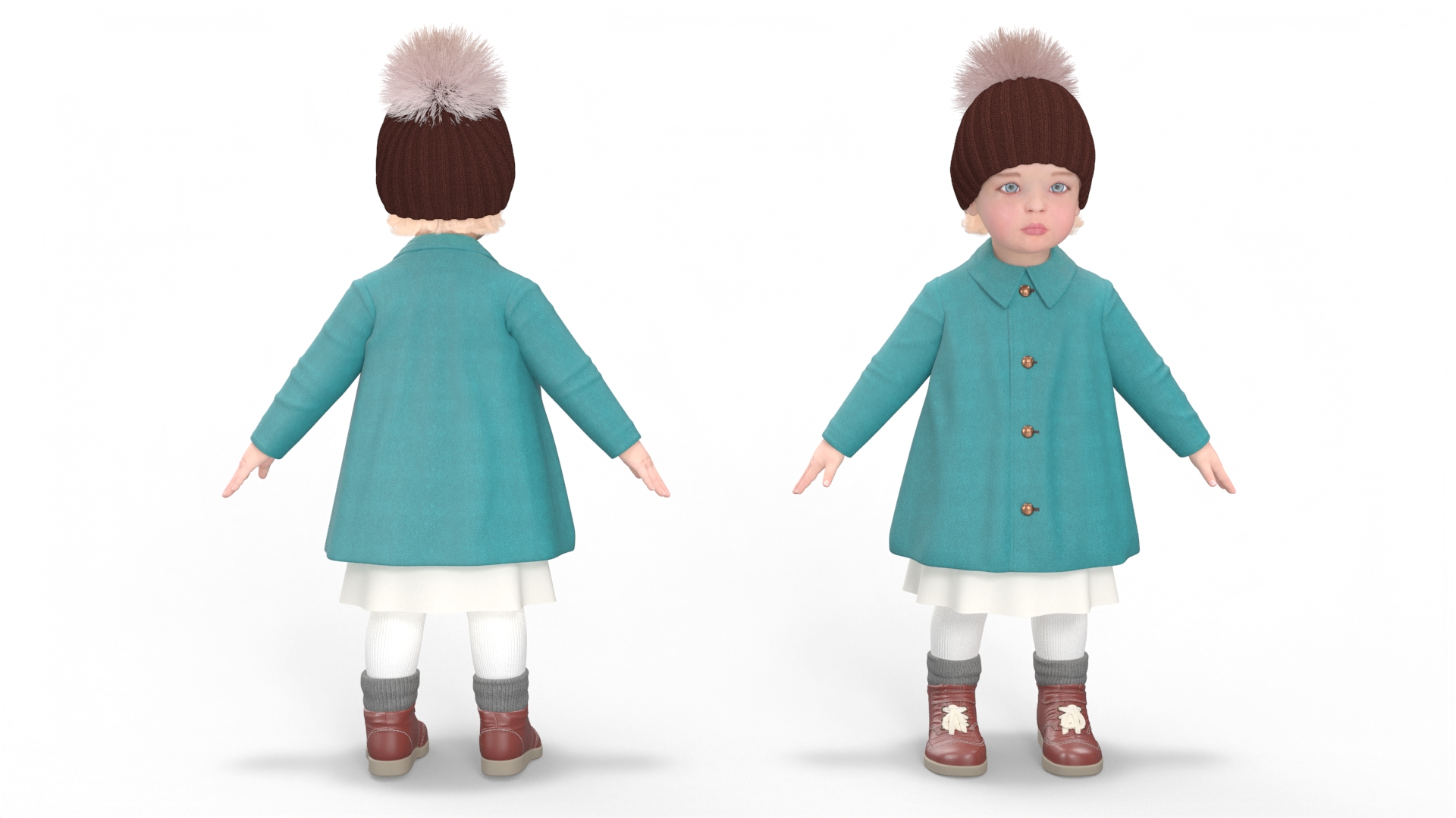 Baby Girl Outdoor Autumn Style A-Pose 3D