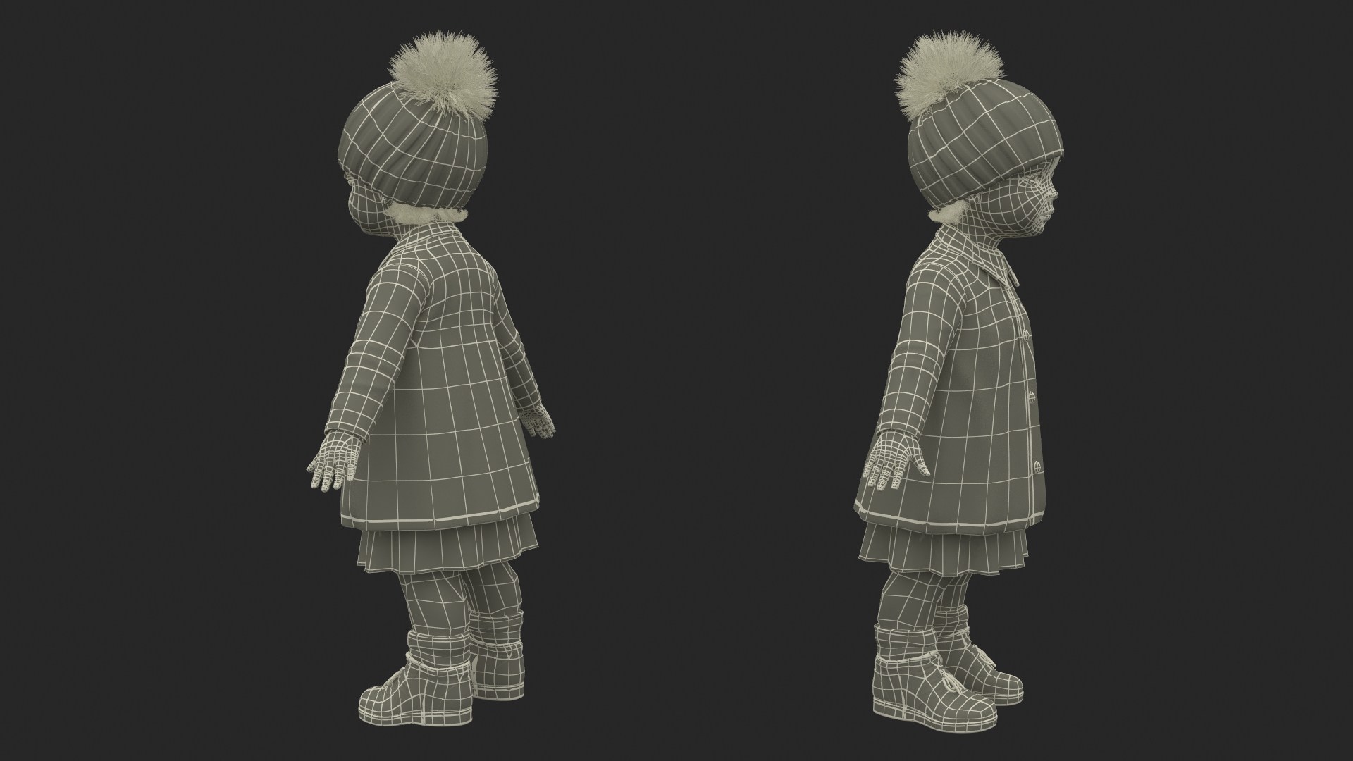 Baby Girl Outdoor Autumn Style A-Pose 3D