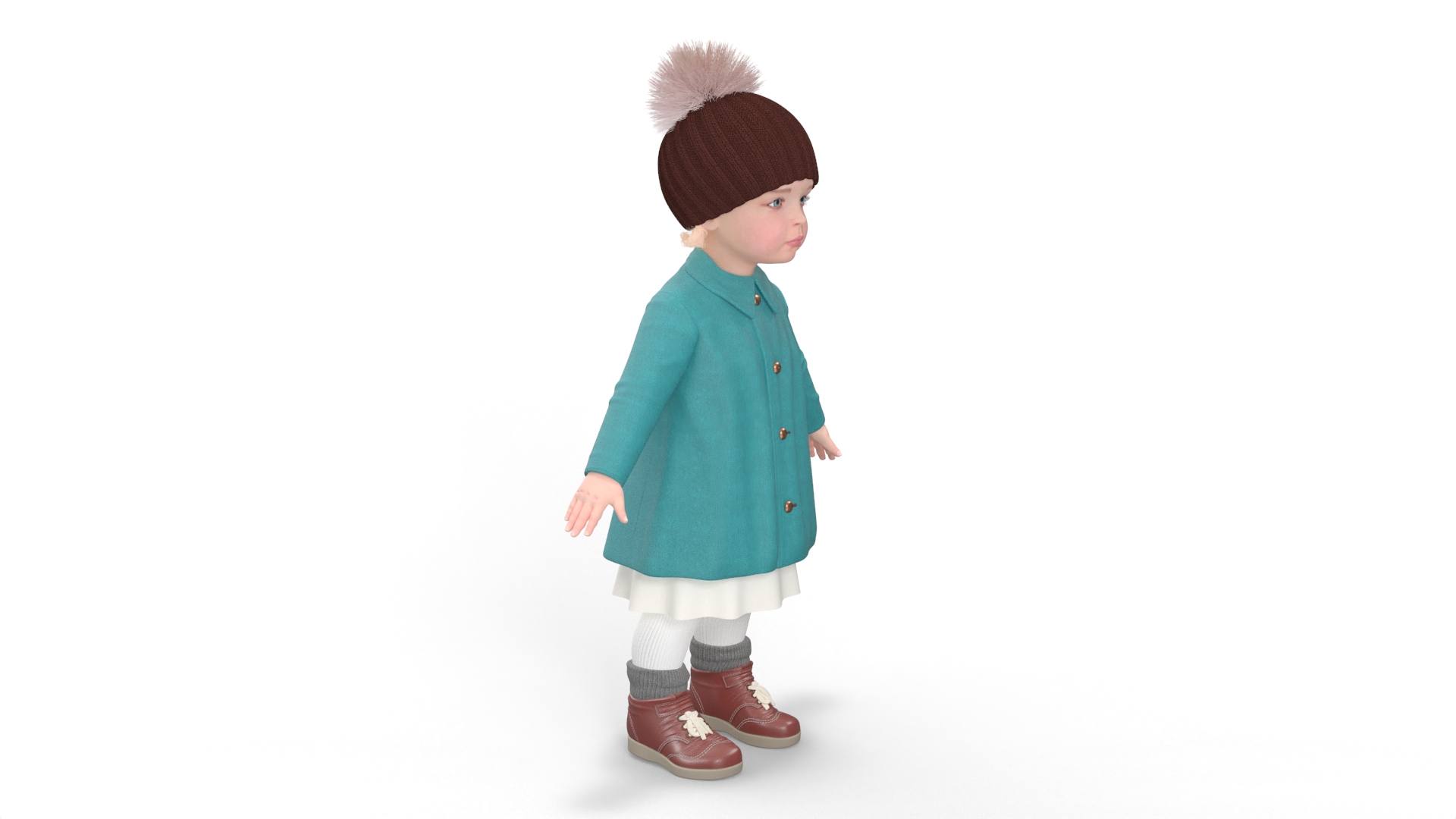 Baby Girl Outdoor Autumn Style A-Pose 3D