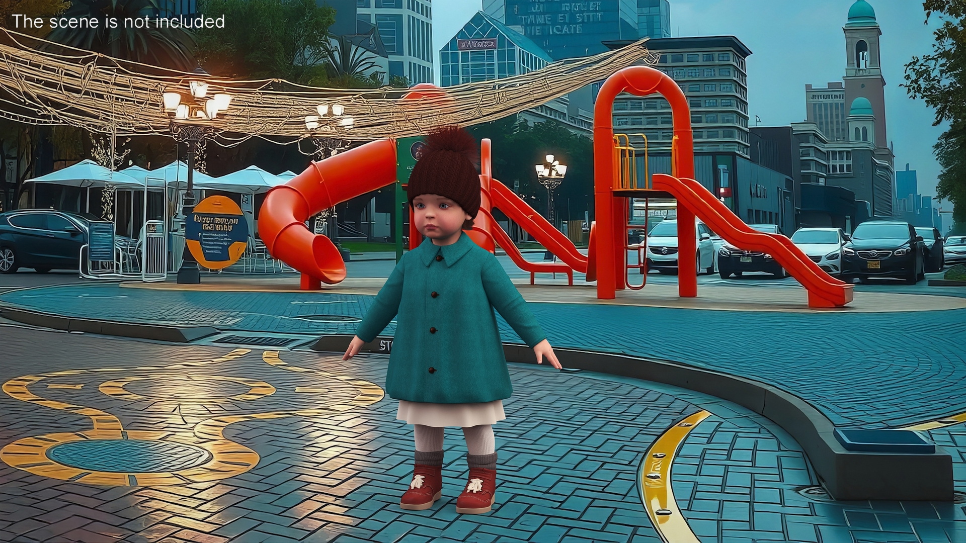 Baby Girl Outdoor Autumn Style A-Pose 3D