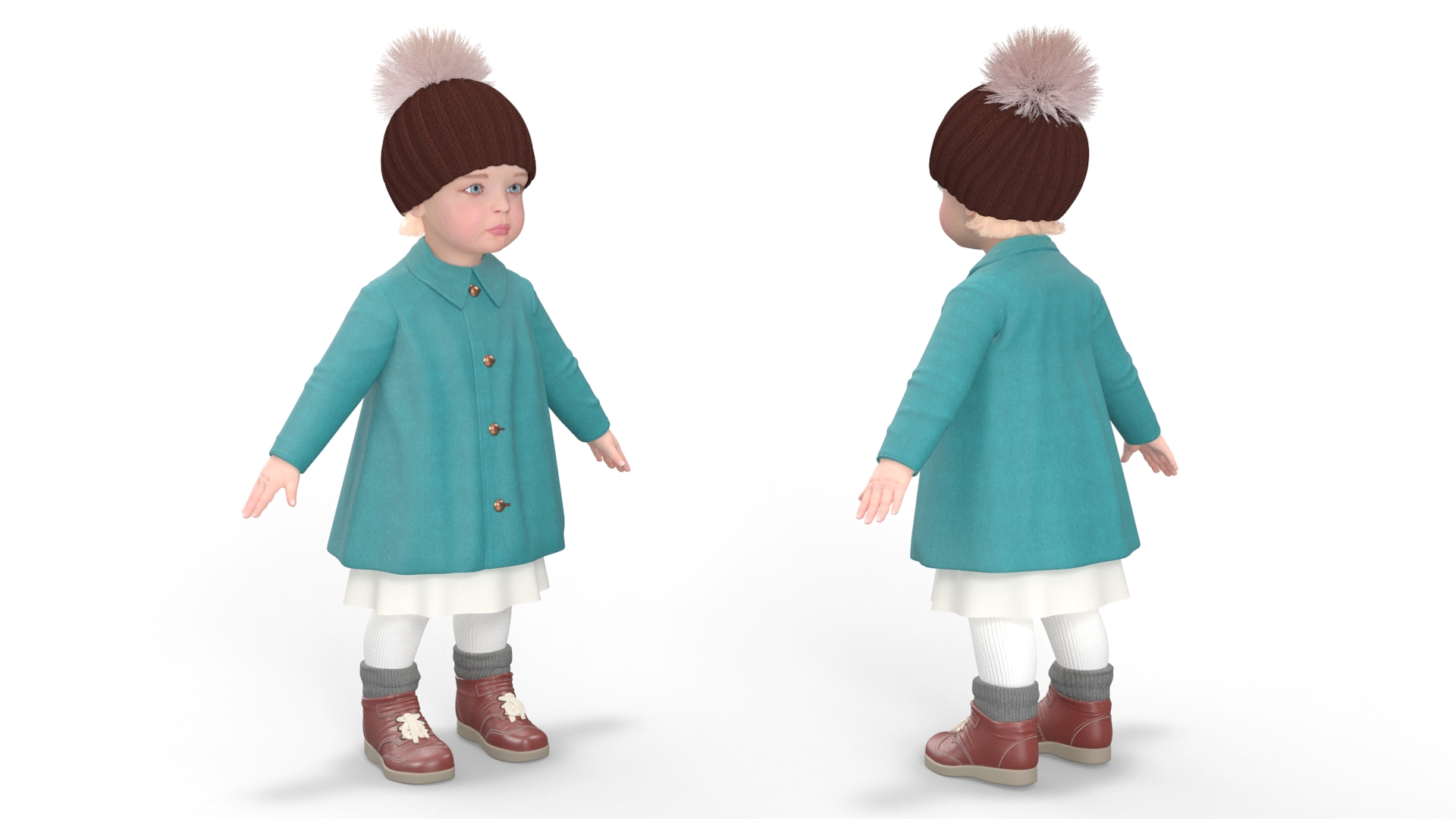 Baby Girl Outdoor Autumn Style A-Pose 3D