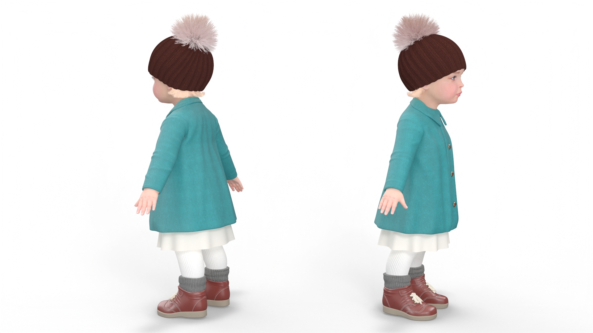 Baby Girl Outdoor Autumn Style A-Pose 3D