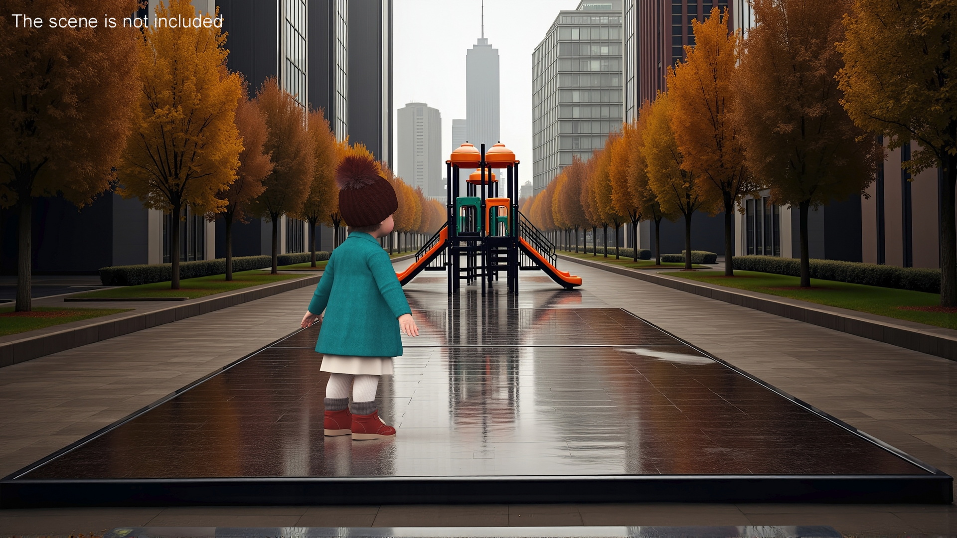 Baby Girl Outdoor Autumn Style A-Pose 3D