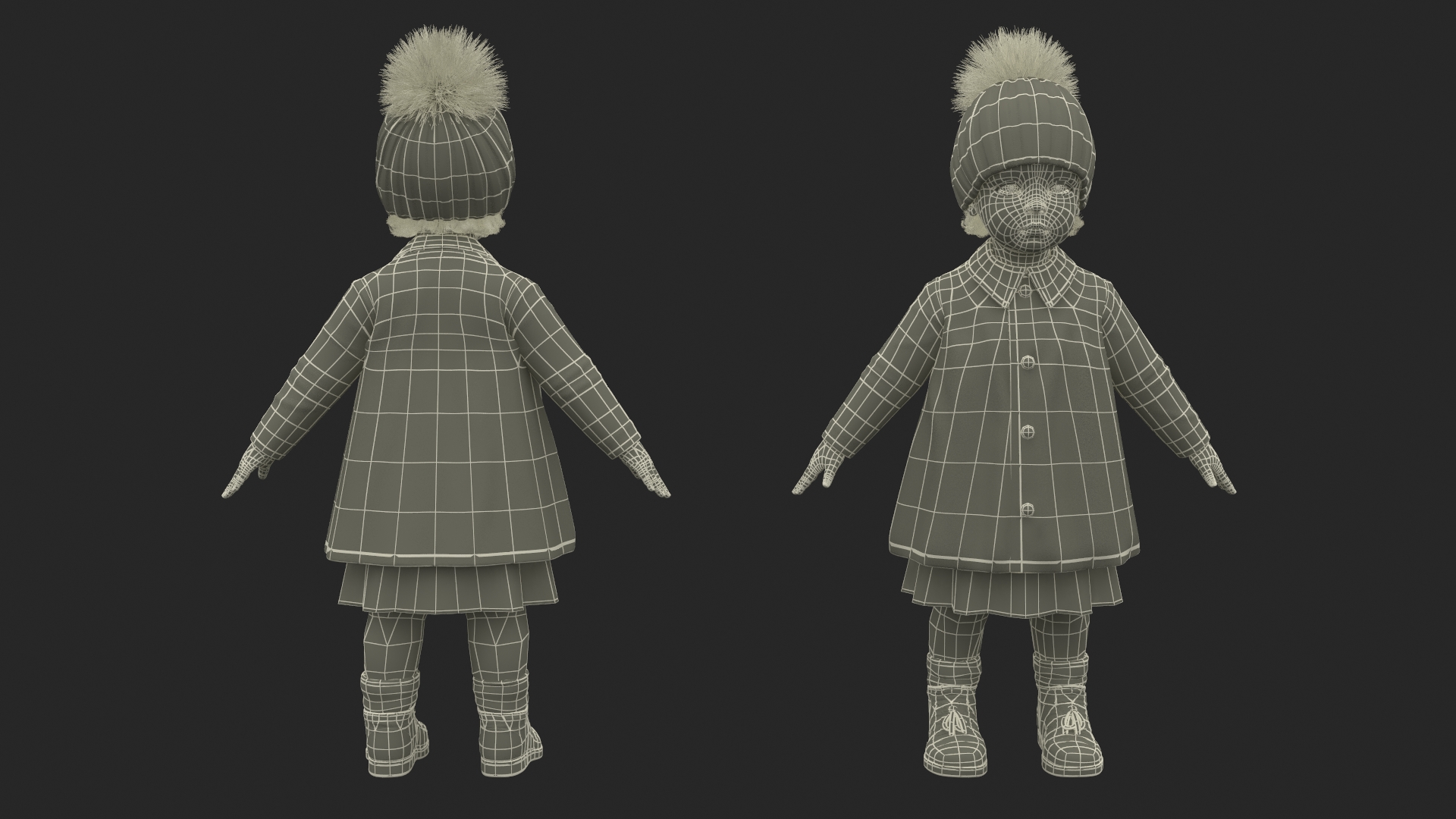 Baby Girl Outdoor Autumn Style A-Pose 3D