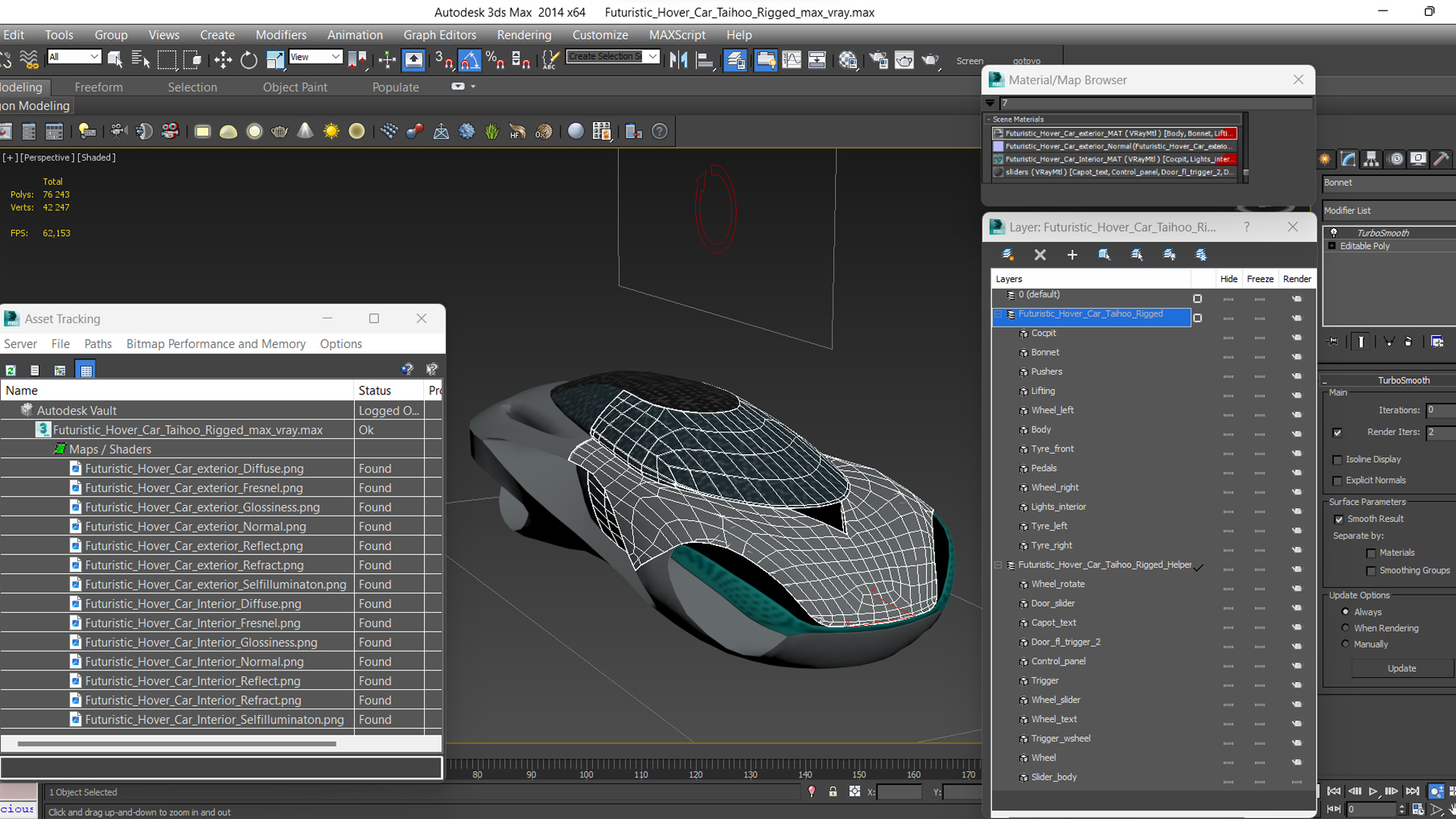 Futuristic Hover Car Taihoo Rigged 3D model