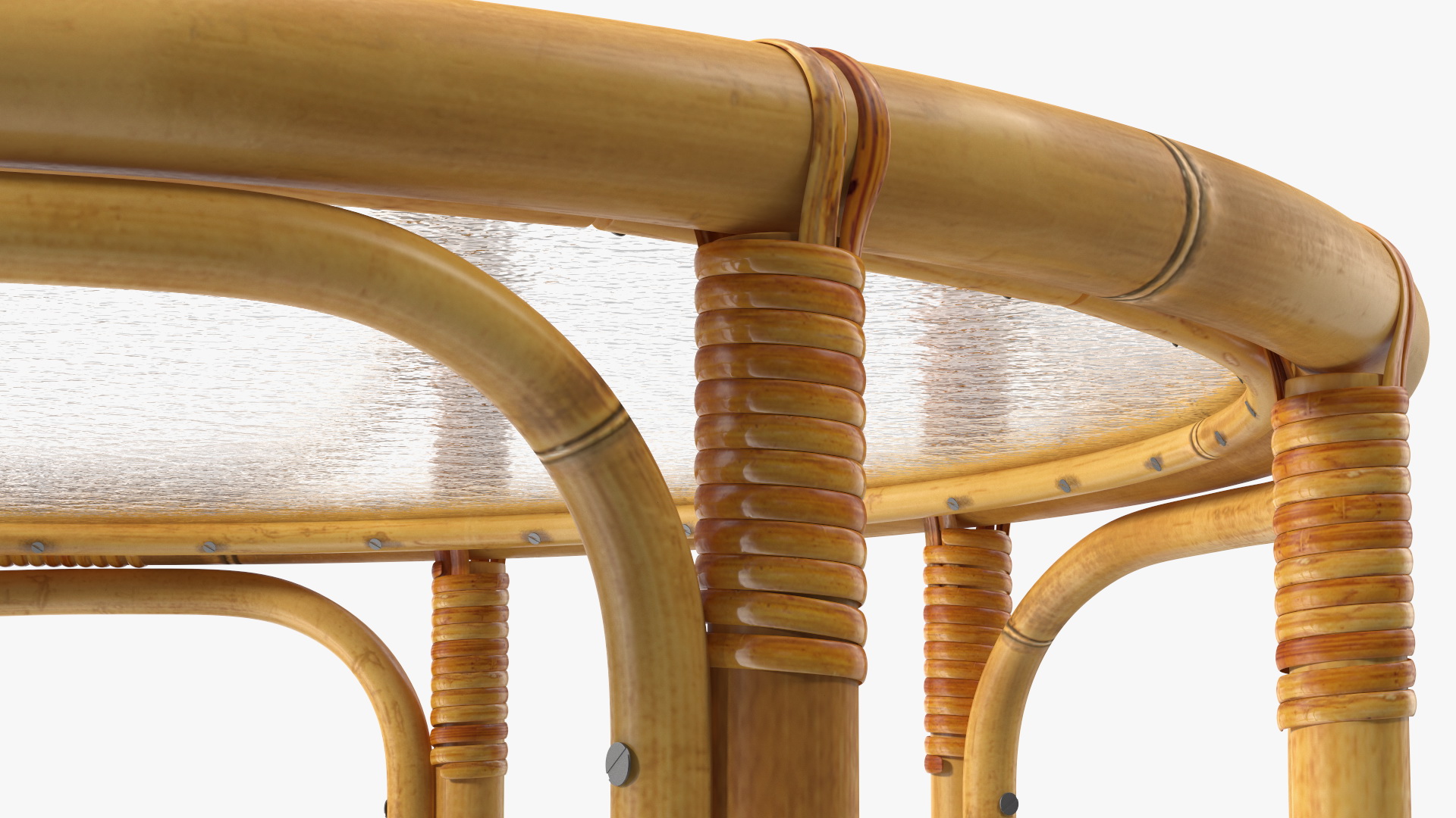 3D Vintage Round Bamboo Coffee Table model