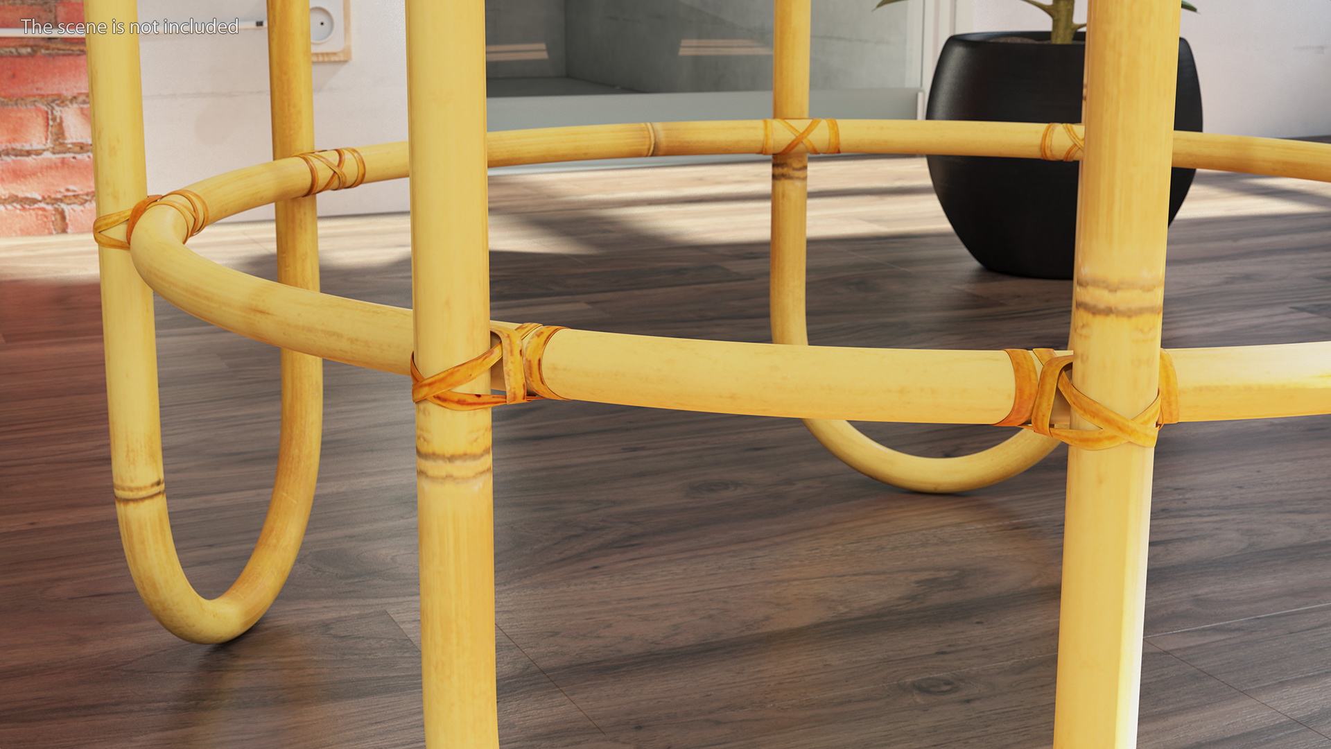 3D Vintage Round Bamboo Coffee Table model