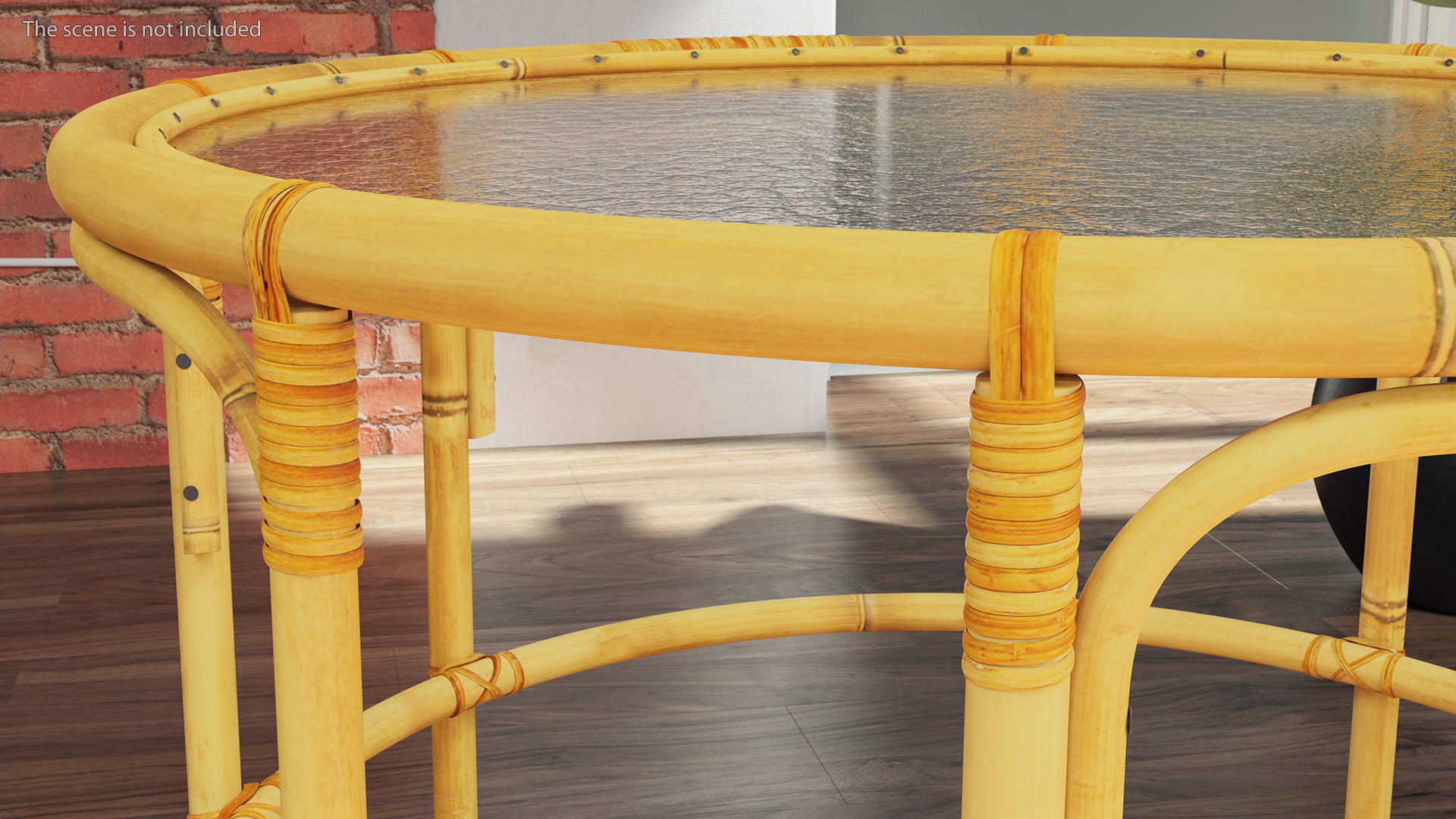 3D Vintage Round Bamboo Coffee Table model