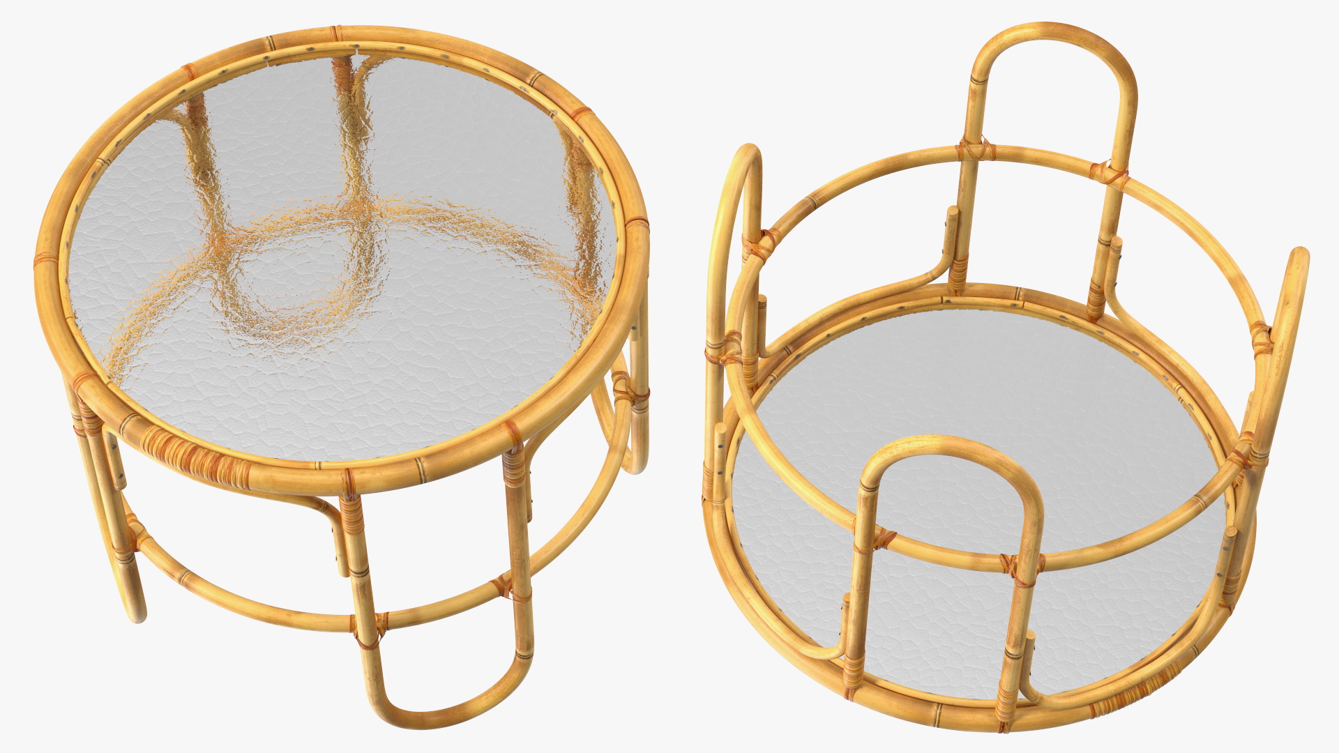 3D Vintage Round Bamboo Coffee Table model