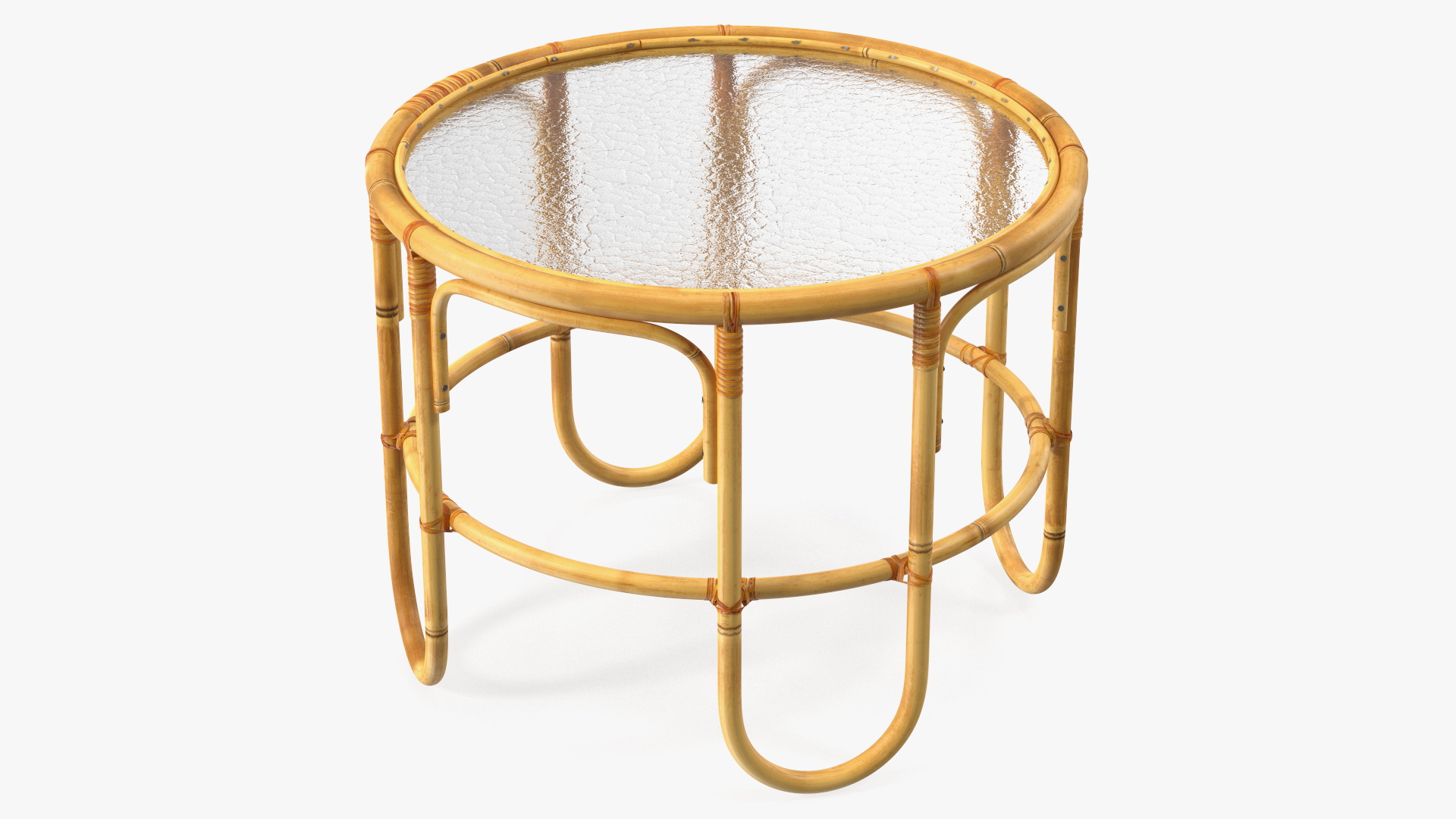 3D Vintage Round Bamboo Coffee Table model