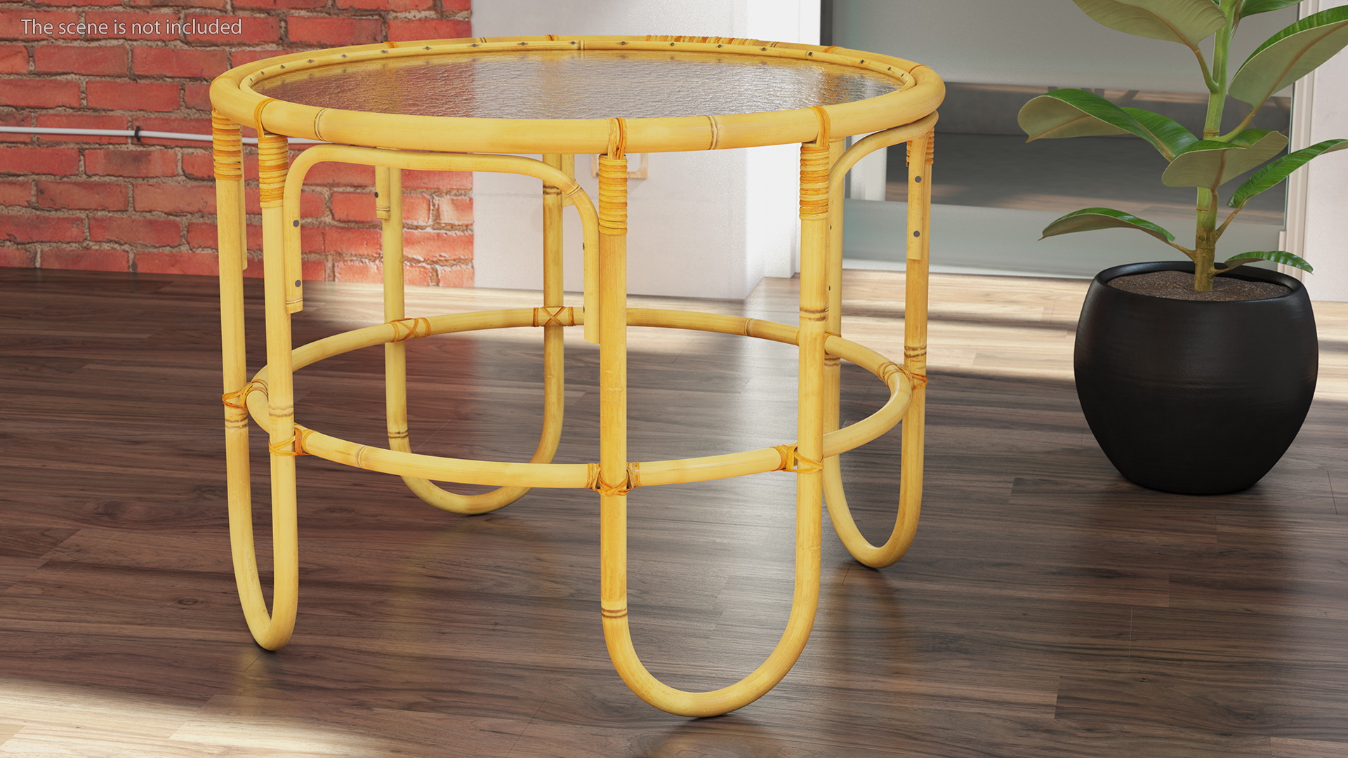 3D Vintage Round Bamboo Coffee Table model