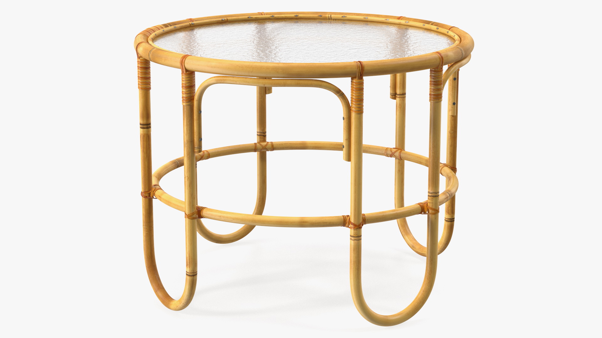 3D Vintage Round Bamboo Coffee Table model