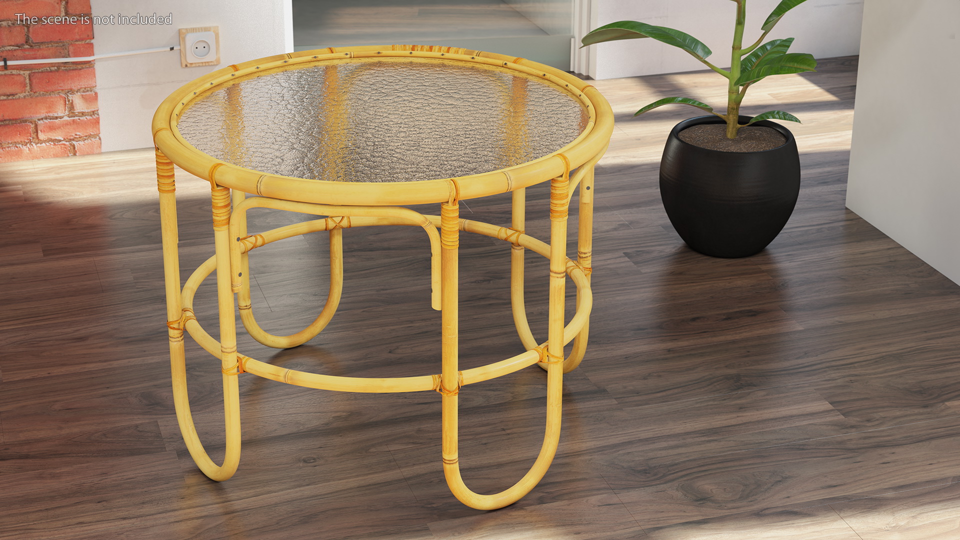 3D Vintage Round Bamboo Coffee Table model