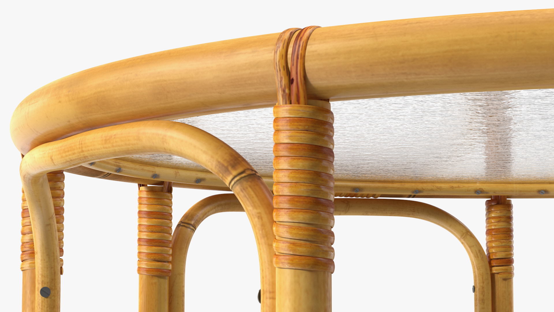 3D Vintage Round Bamboo Coffee Table model