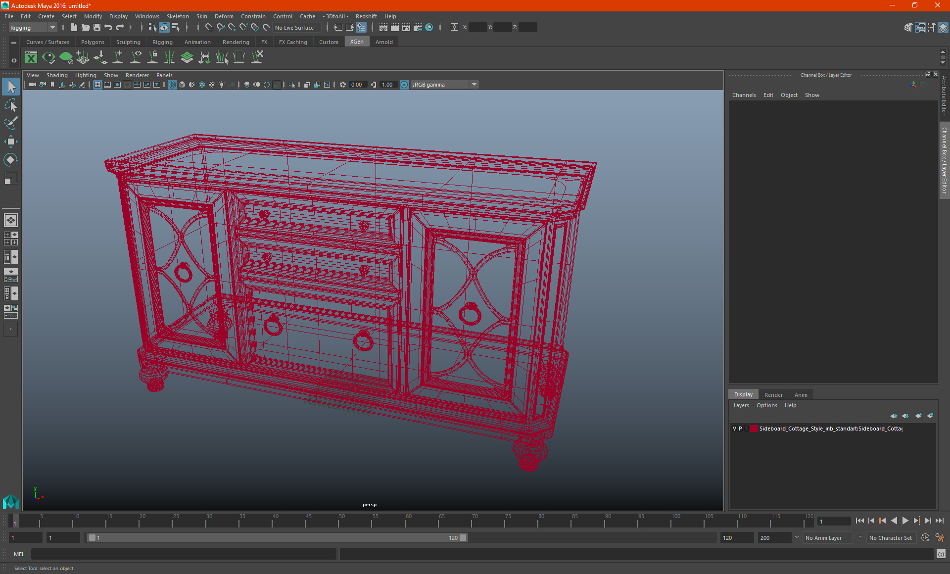 3D Sideboard Cottage Style model