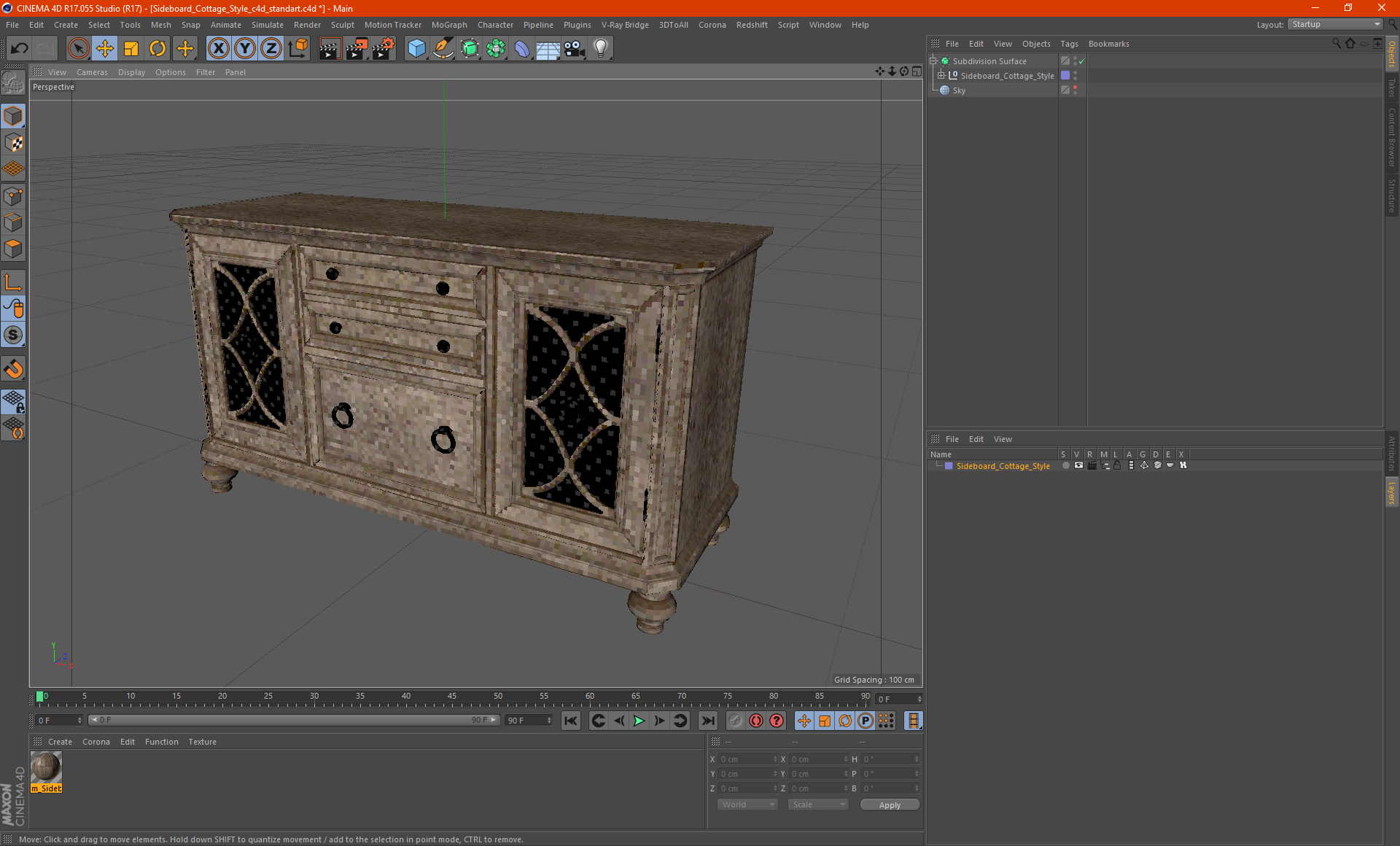 3D Sideboard Cottage Style model