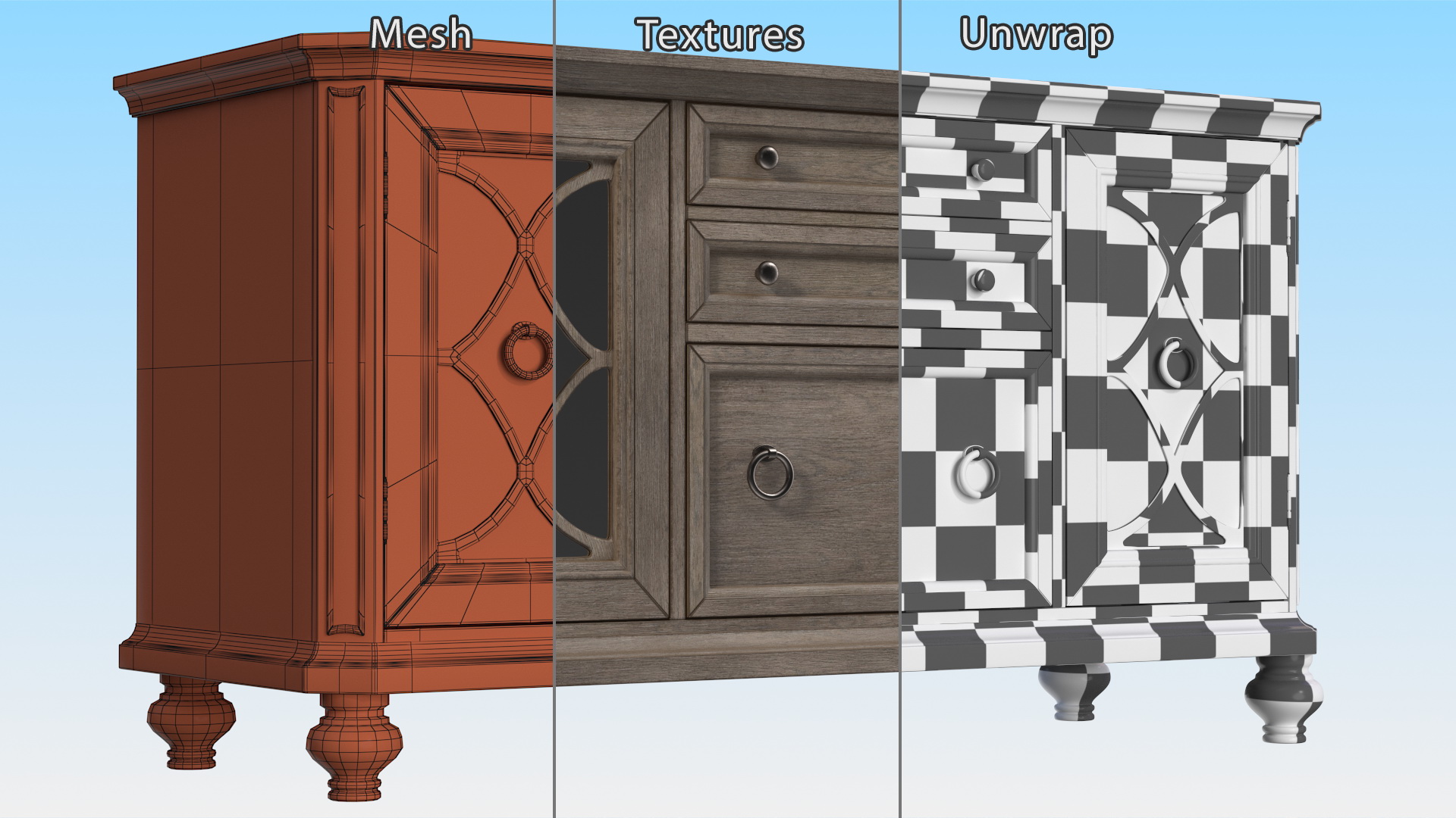 3D Sideboard Cottage Style model