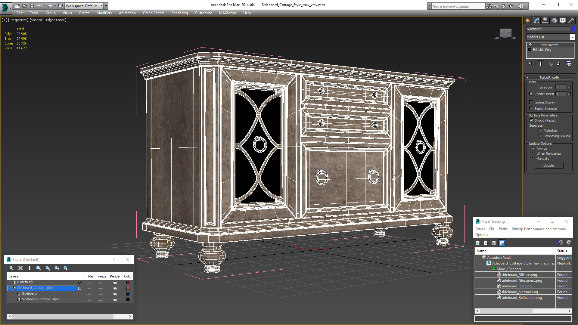 3D Sideboard Cottage Style model