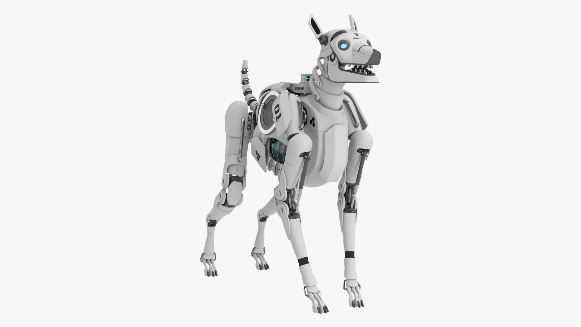 Futuristic Robotic Dog White Rigged for Maya 3D model