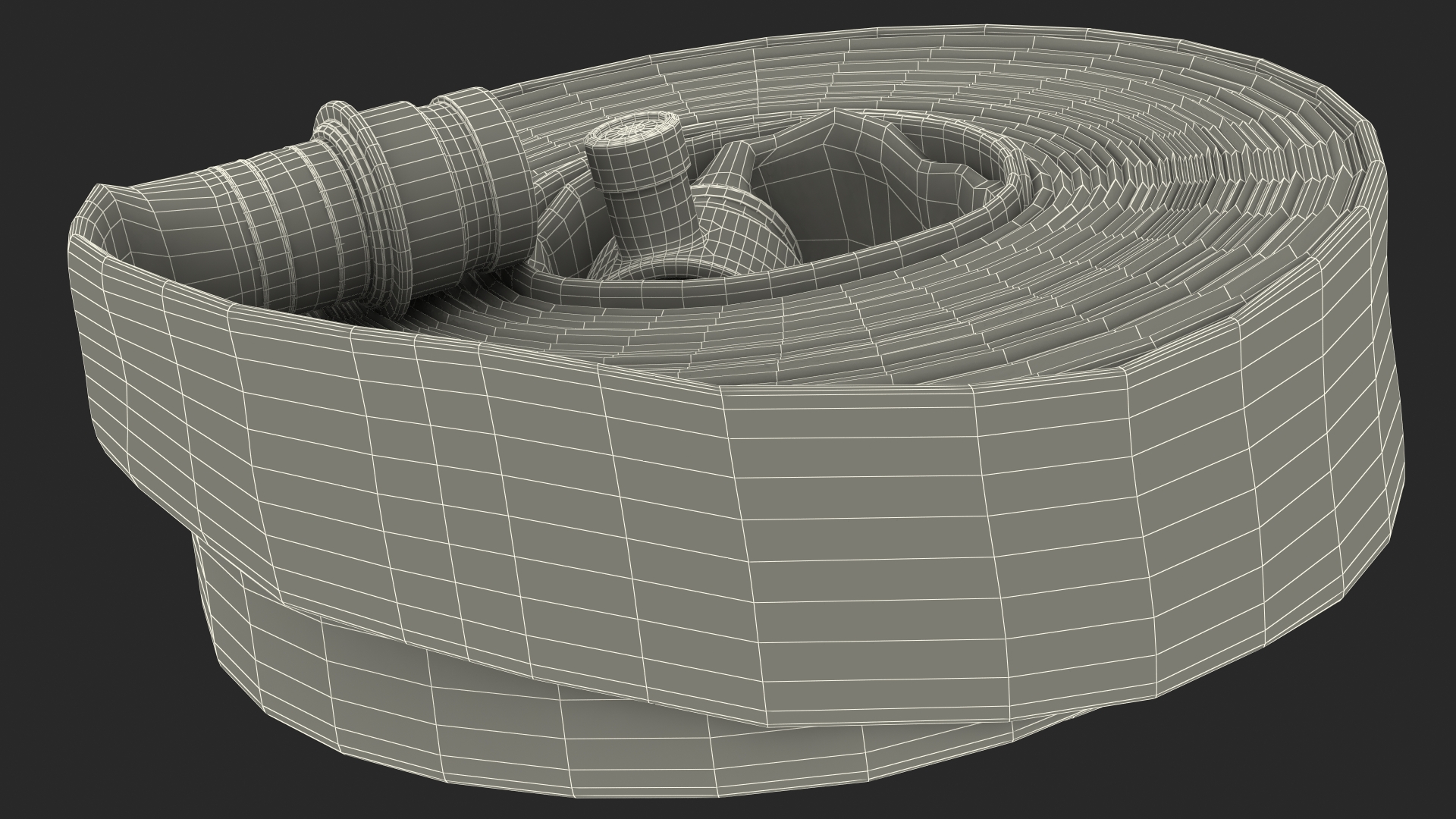 Neatly Coiled Fire Hose Red 3D