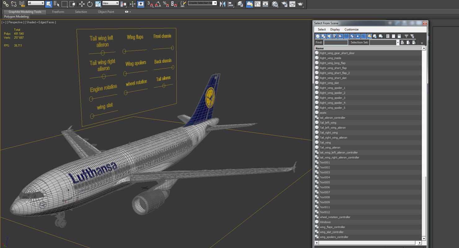 Airbus A310 300 Lufthansa Rigged 3D