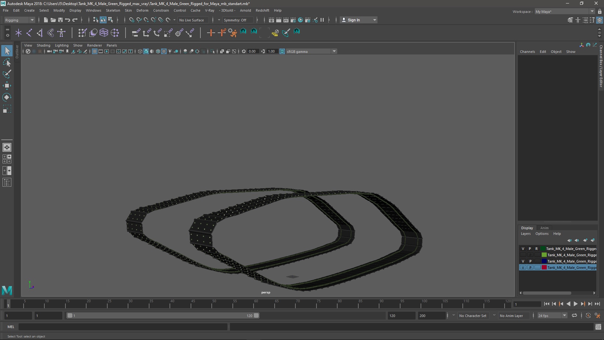 3D Tank MK 4 Male Green Rigged for Maya
