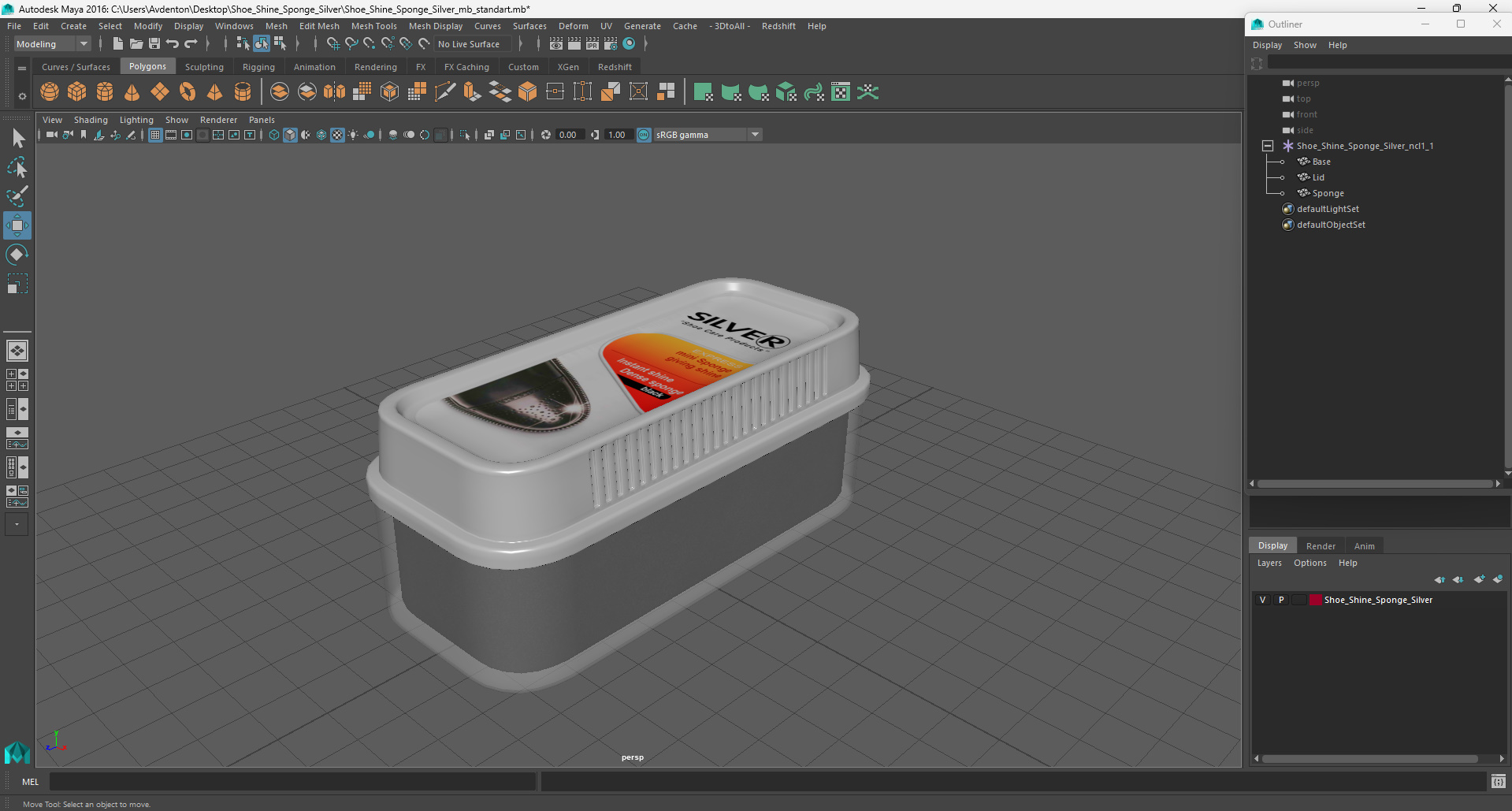 Shoe Shine Sponge Silver 3D model