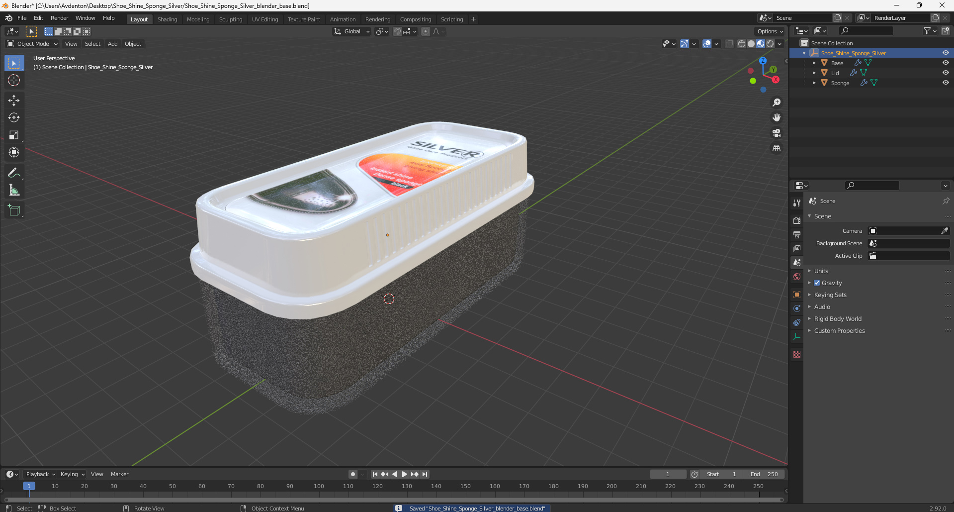 Shoe Shine Sponge Silver 3D model