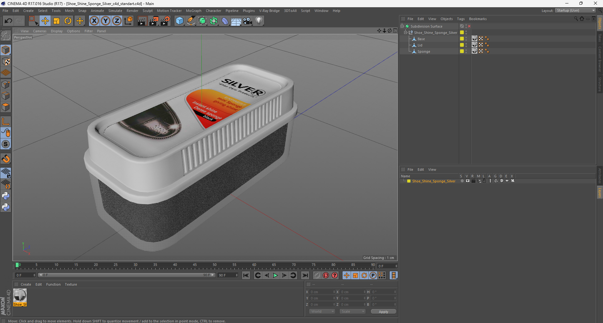 Shoe Shine Sponge Silver 3D model