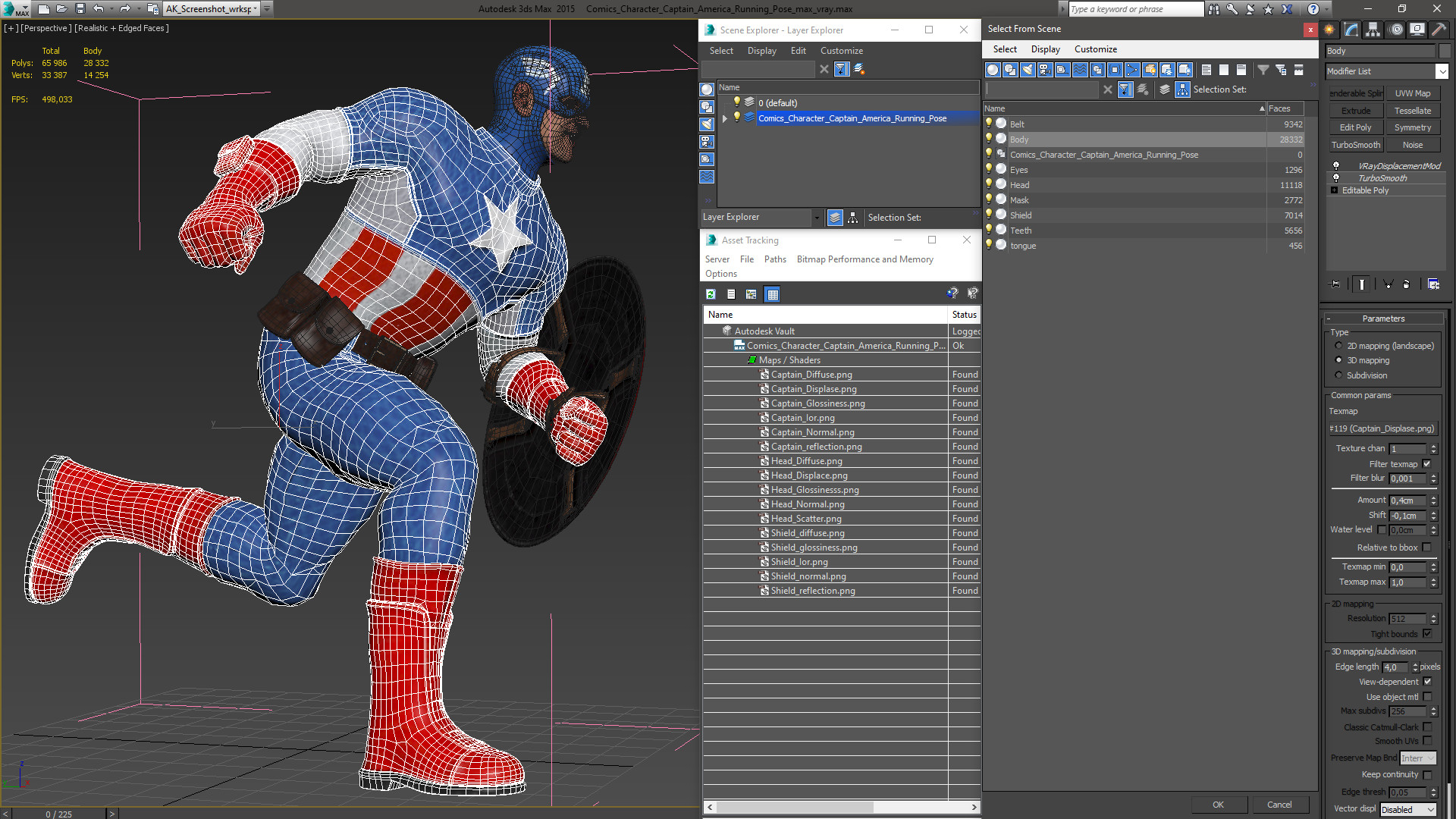 3D model Comics Character Captain America Running Pose