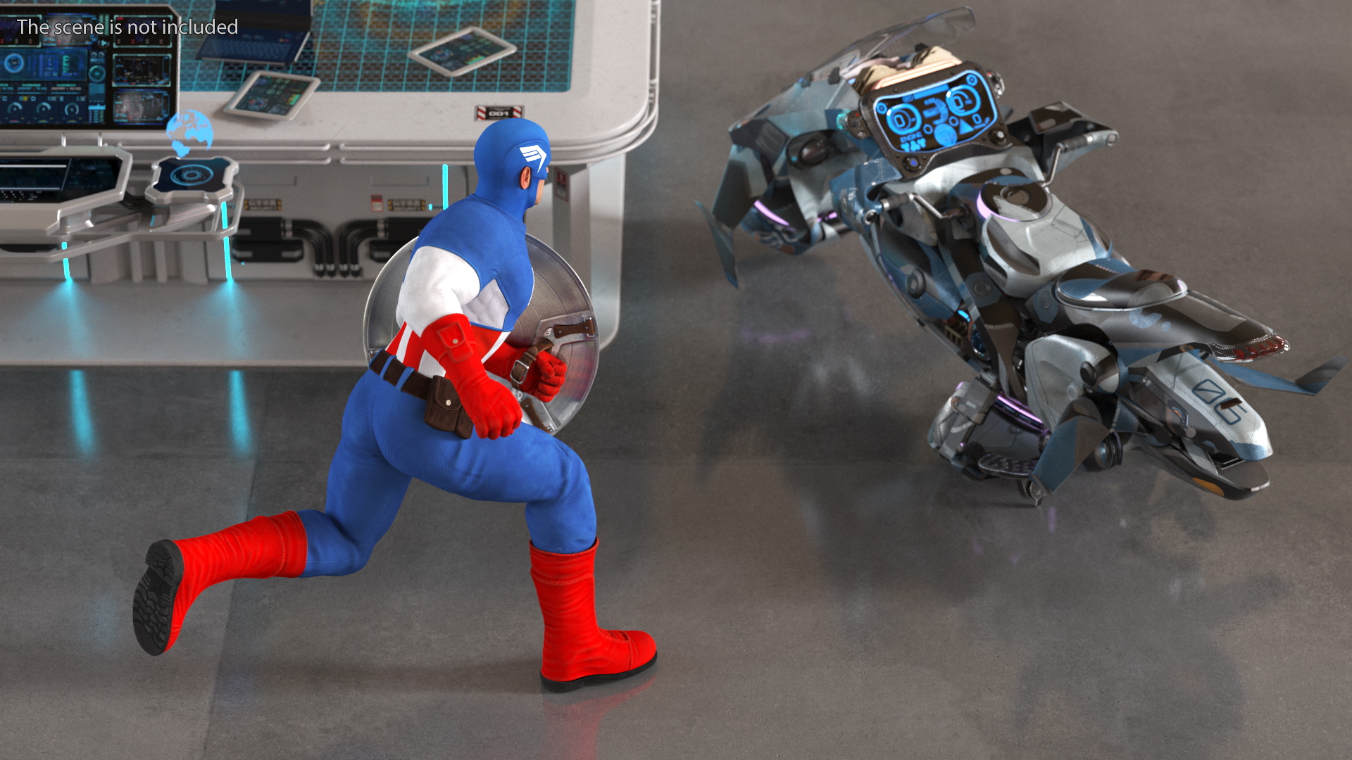3D model Comics Character Captain America Running Pose