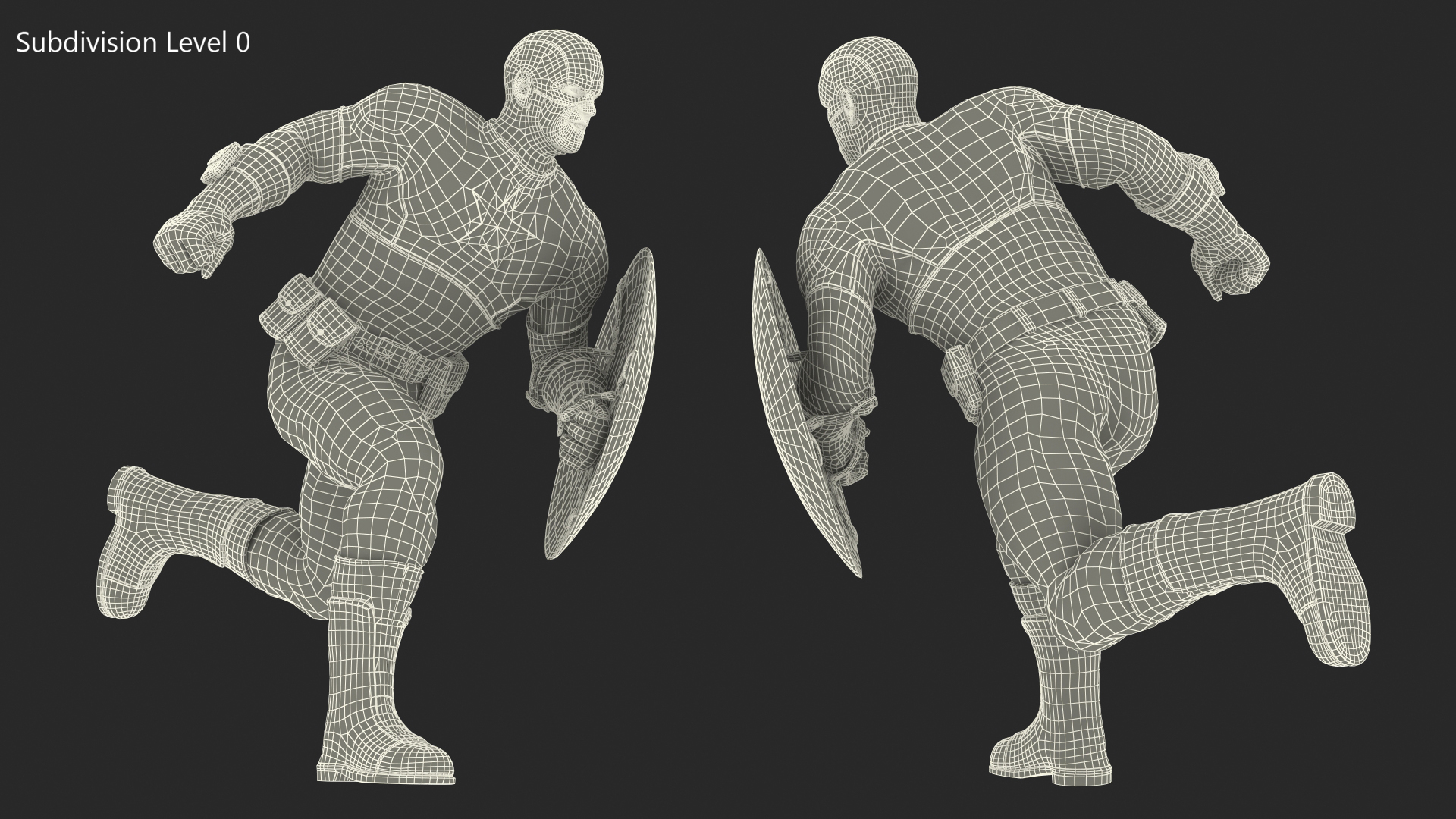 3D model Comics Character Captain America Running Pose