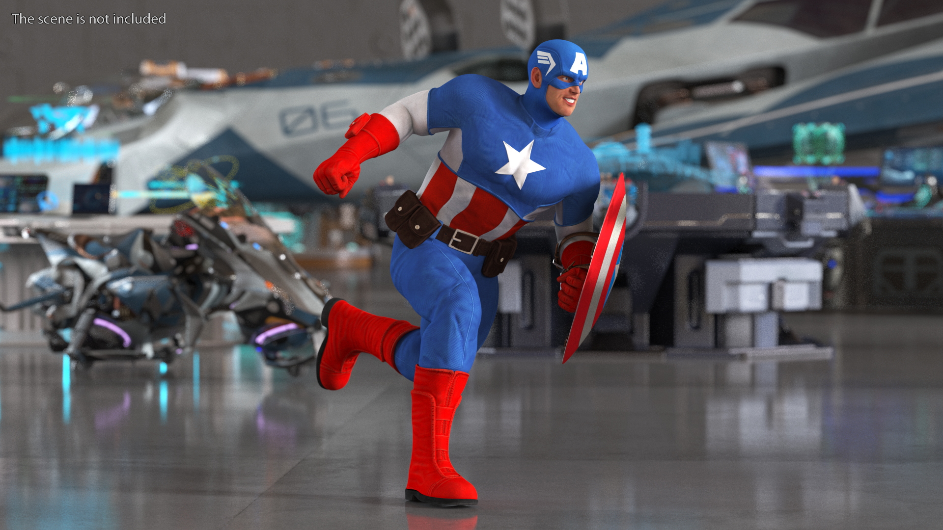 3D model Comics Character Captain America Running Pose