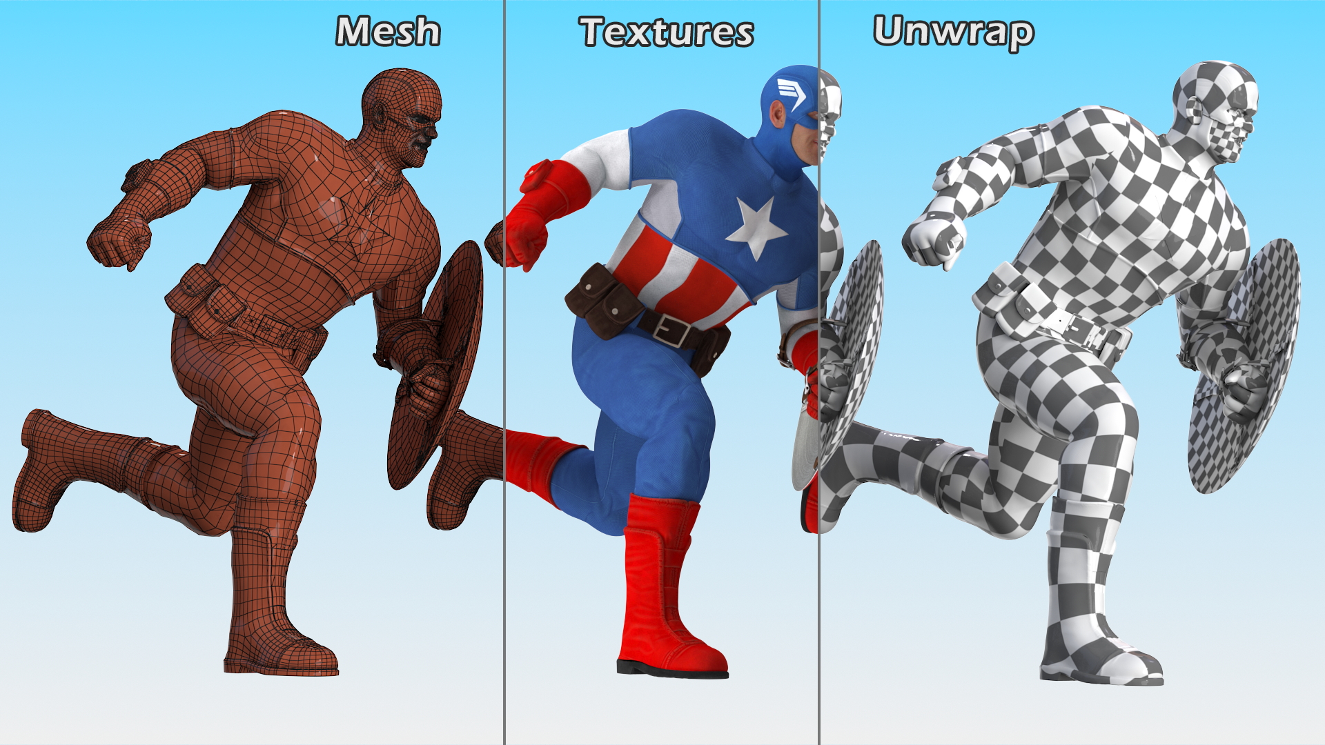 3D model Comics Character Captain America Running Pose