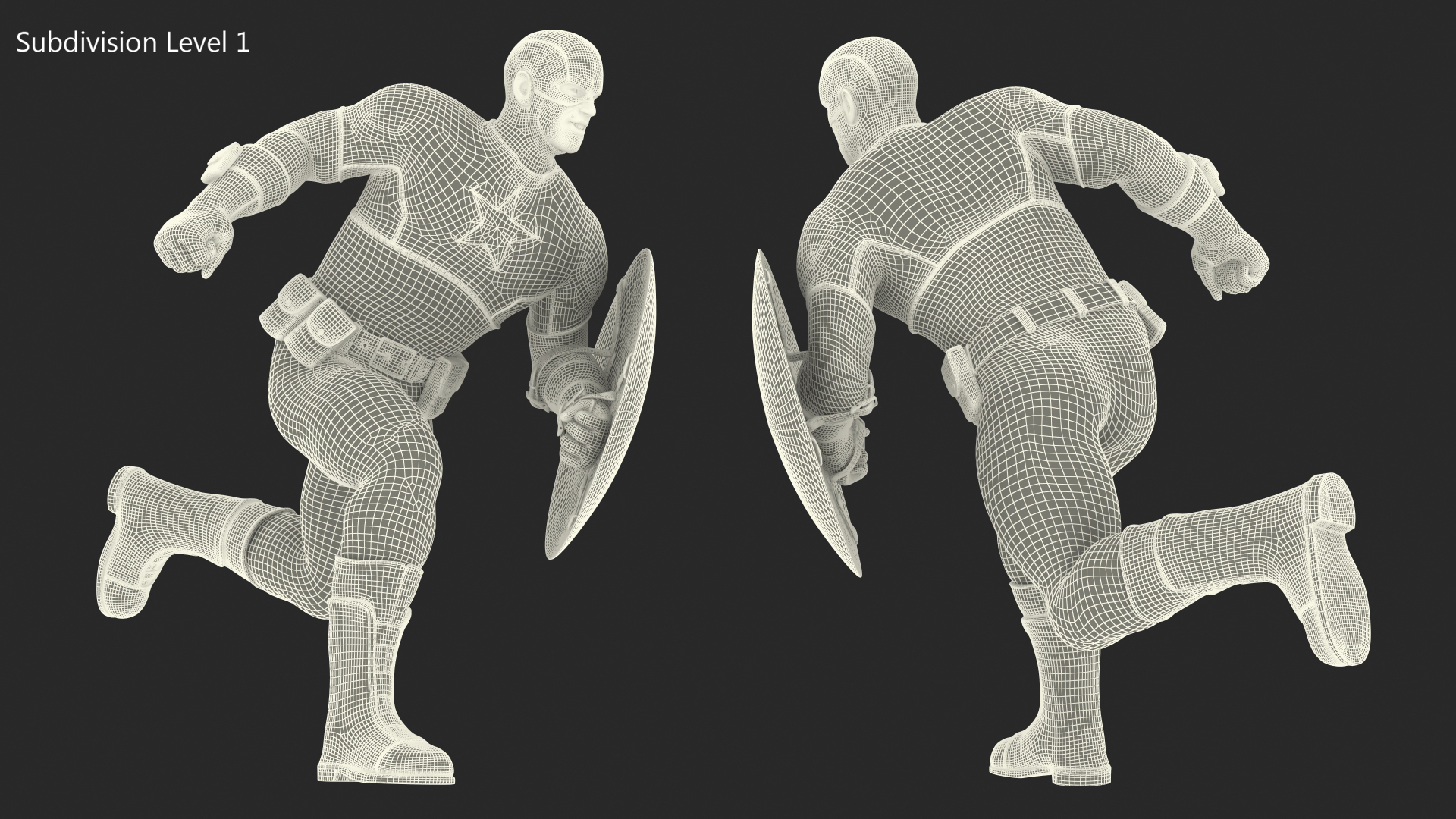 3D model Comics Character Captain America Running Pose