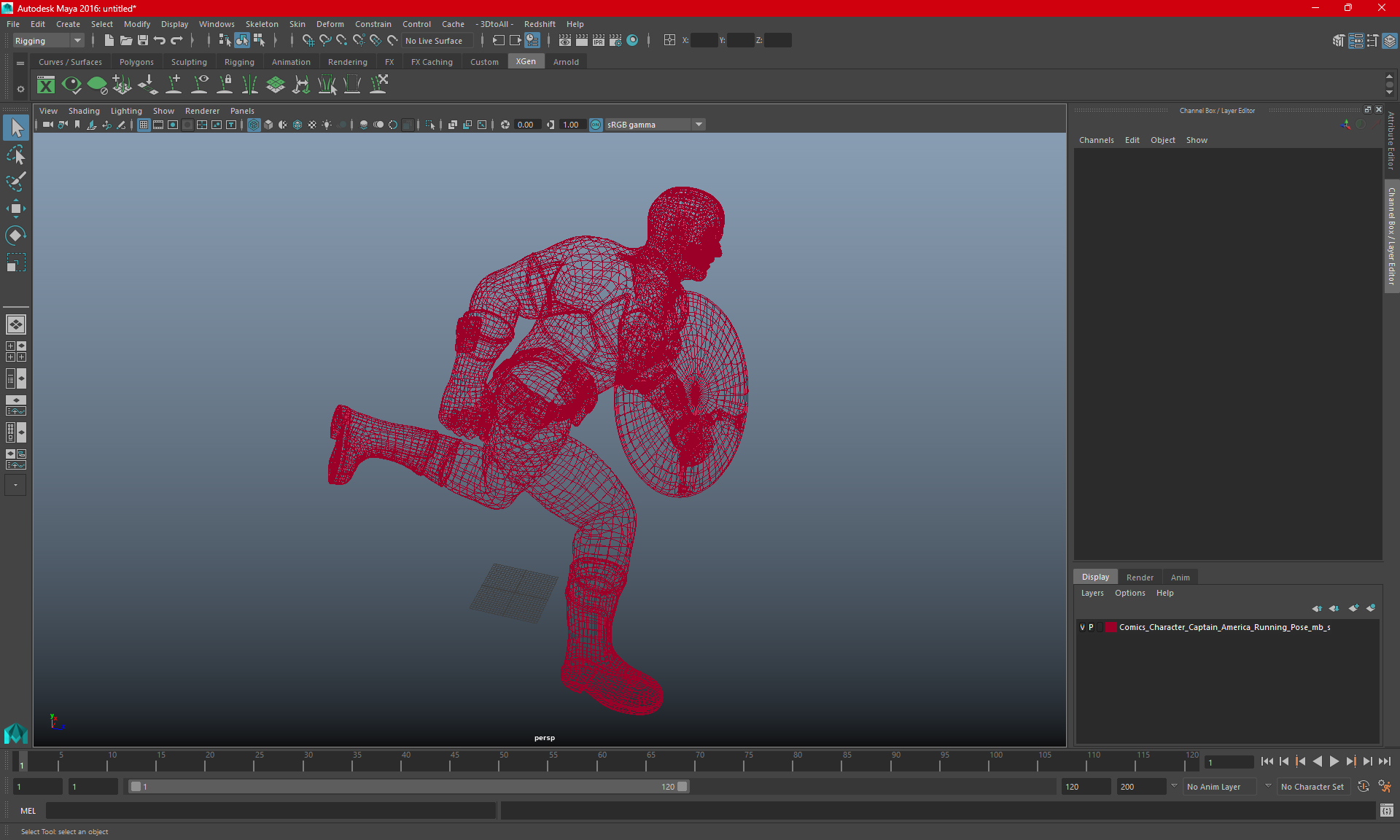 3D model Comics Character Captain America Running Pose