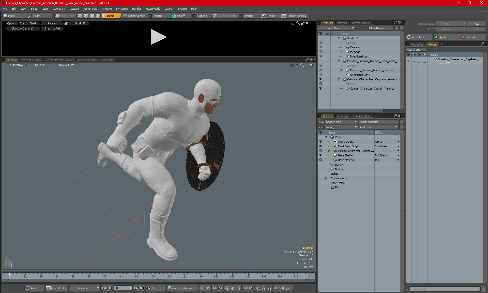 3D model Comics Character Captain America Running Pose