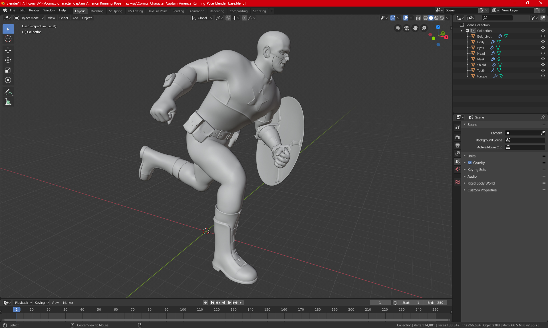 3D model Comics Character Captain America Running Pose