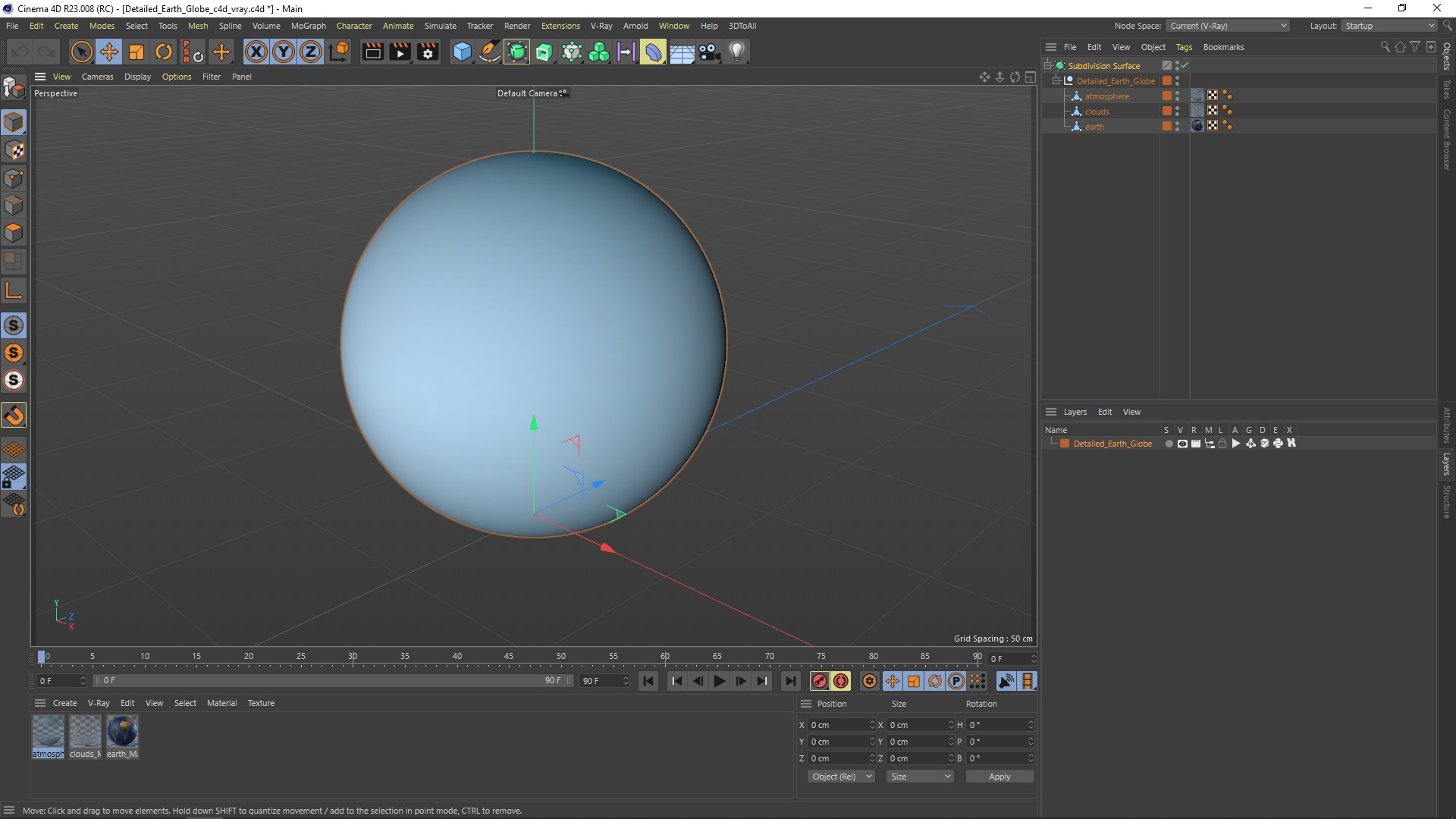 3D model Detailed Earth Globe