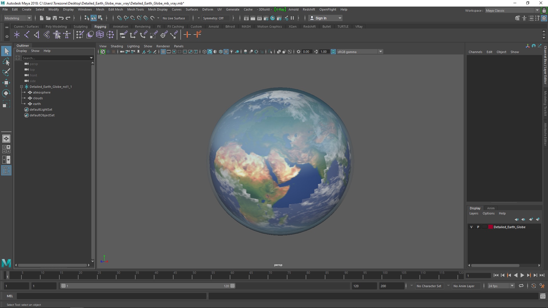 3D model Detailed Earth Globe