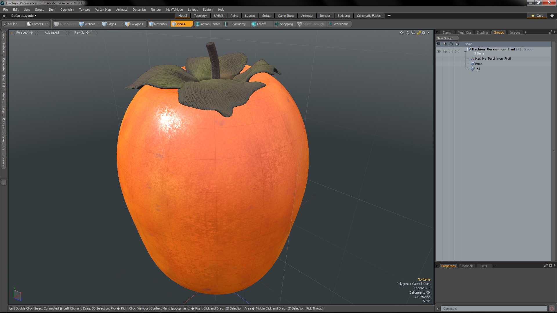 3D Hachiya Persimmon Fruit model