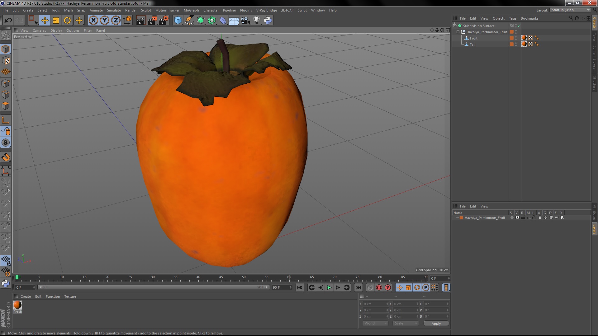 3D Hachiya Persimmon Fruit model