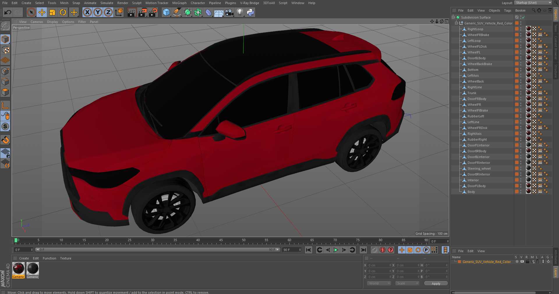 Generic SUV Vehicle Red Color 3D model