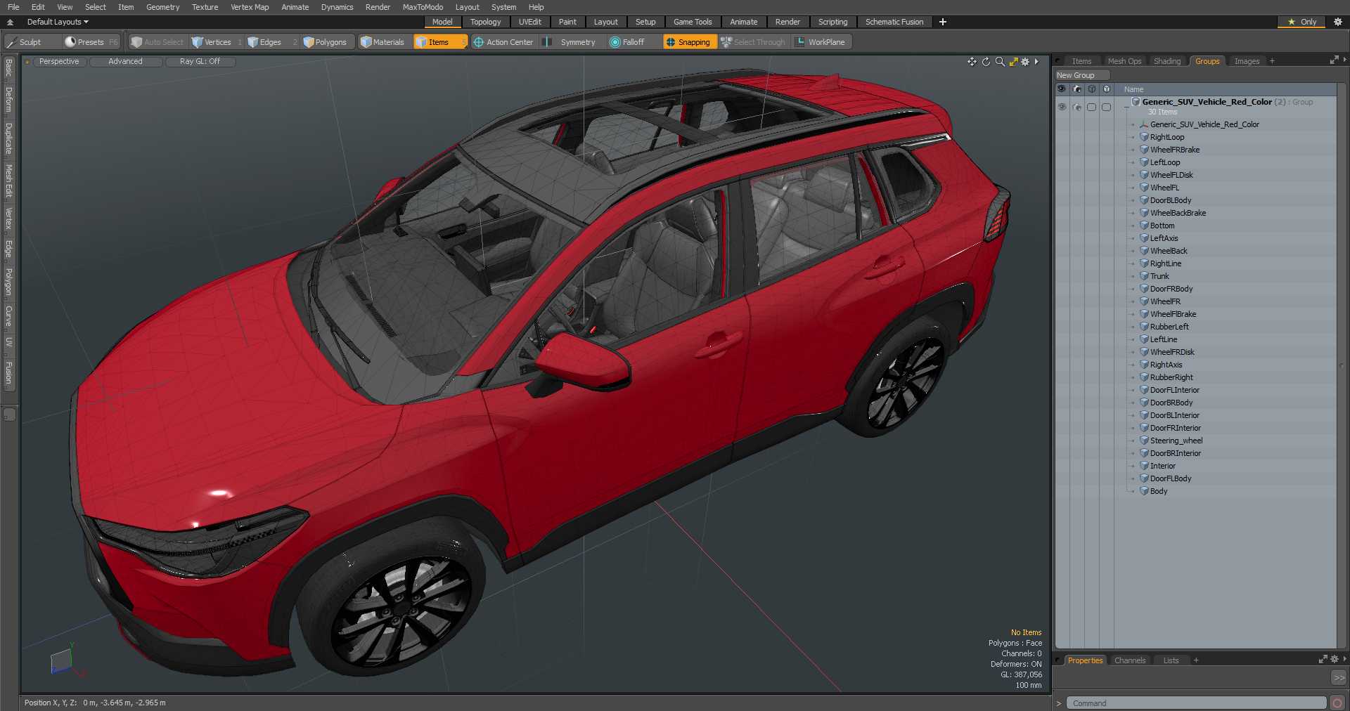 Generic SUV Vehicle Red Color 3D model