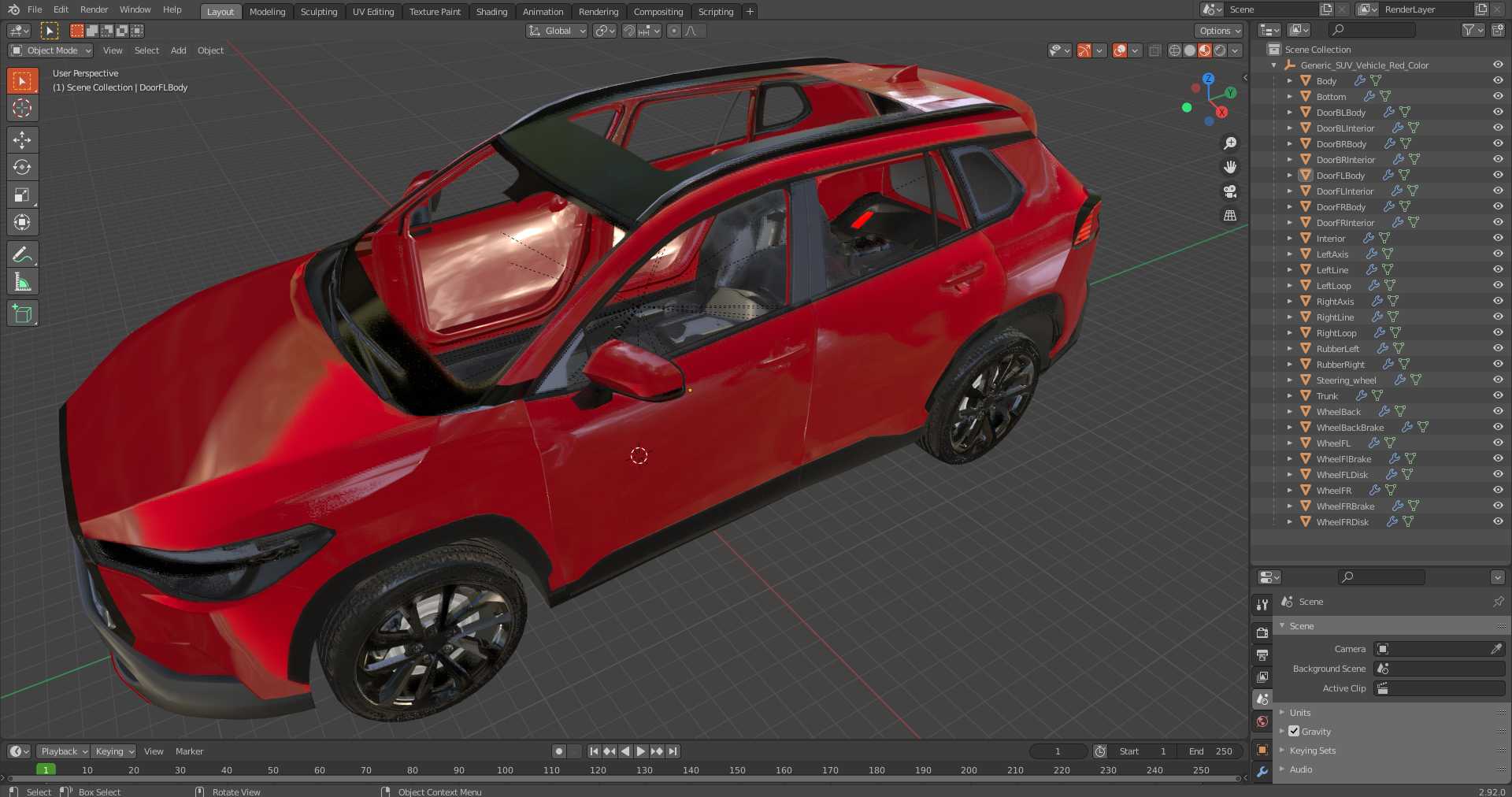 Generic SUV Vehicle Red Color 3D model