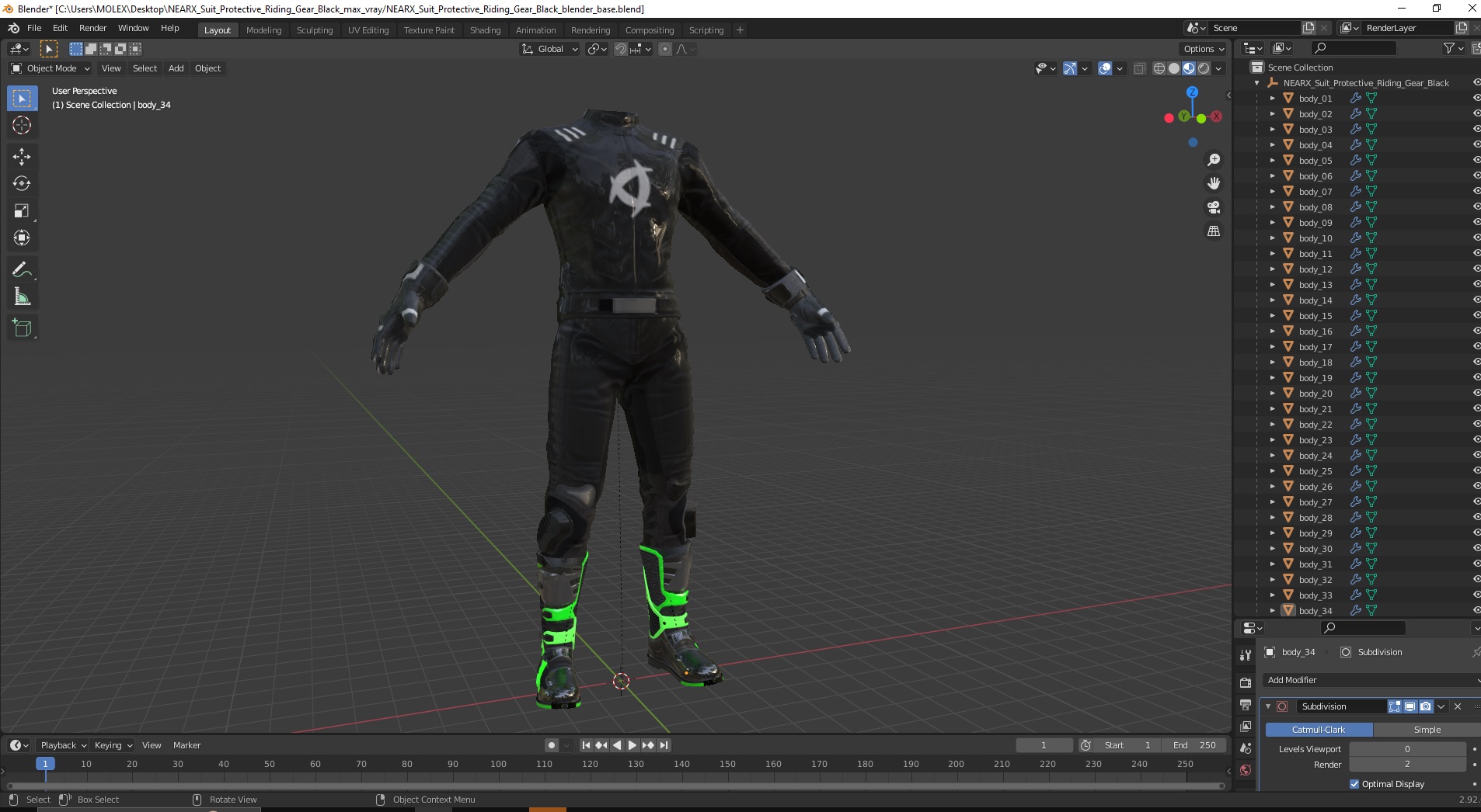 NEARX Suit Protective Riding Gear Black 3D model