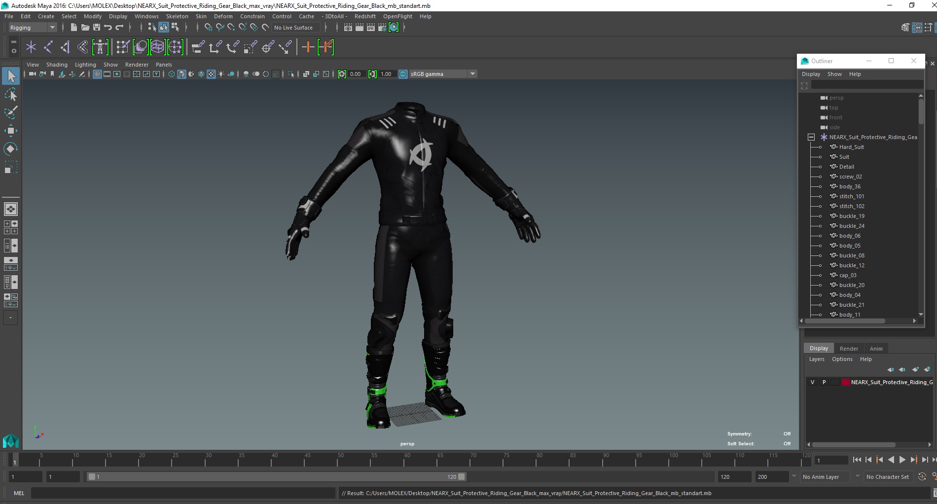 NEARX Suit Protective Riding Gear Black 3D model