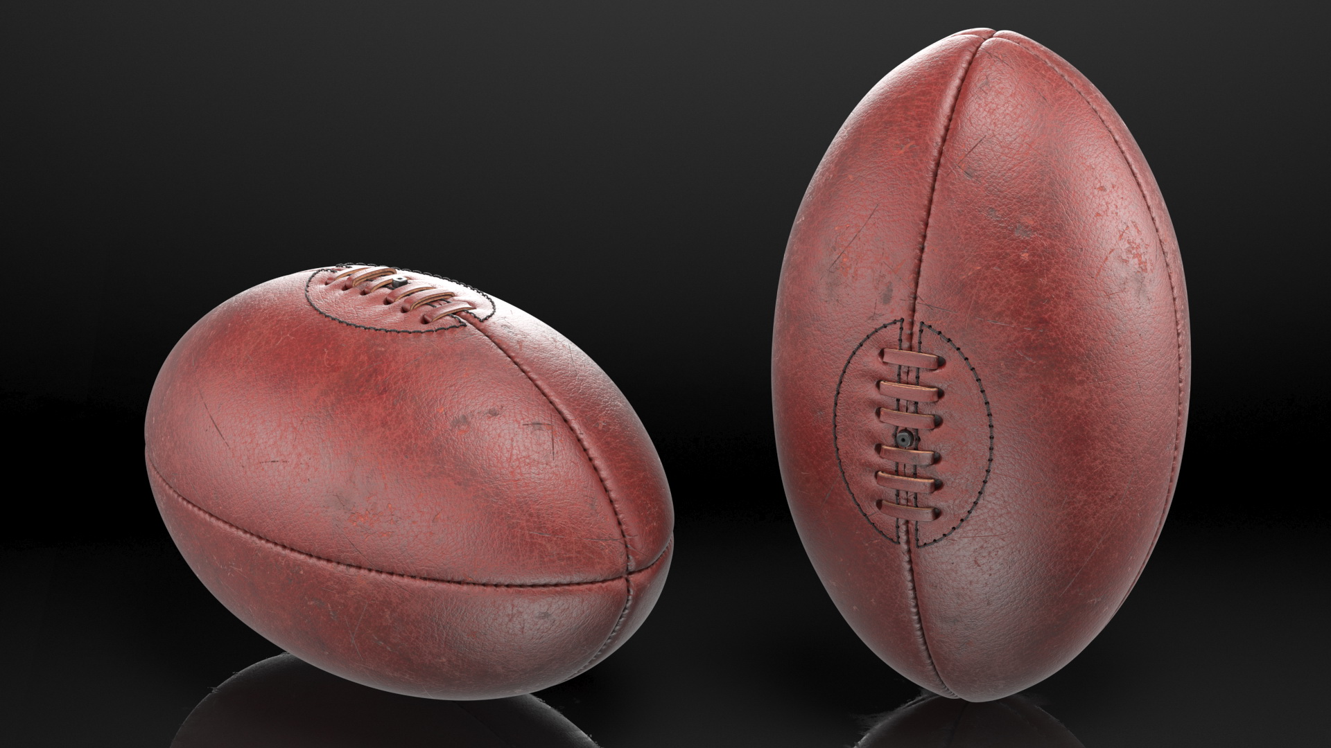 Vintage Leather Lace Up Rugby Ball 3D model