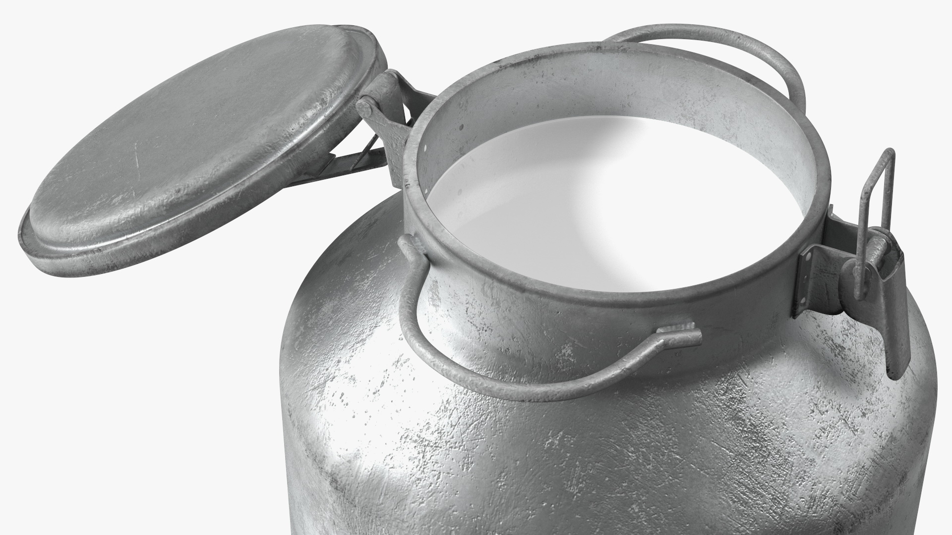 3D Aluminum Milk Bucket Can Full Old model